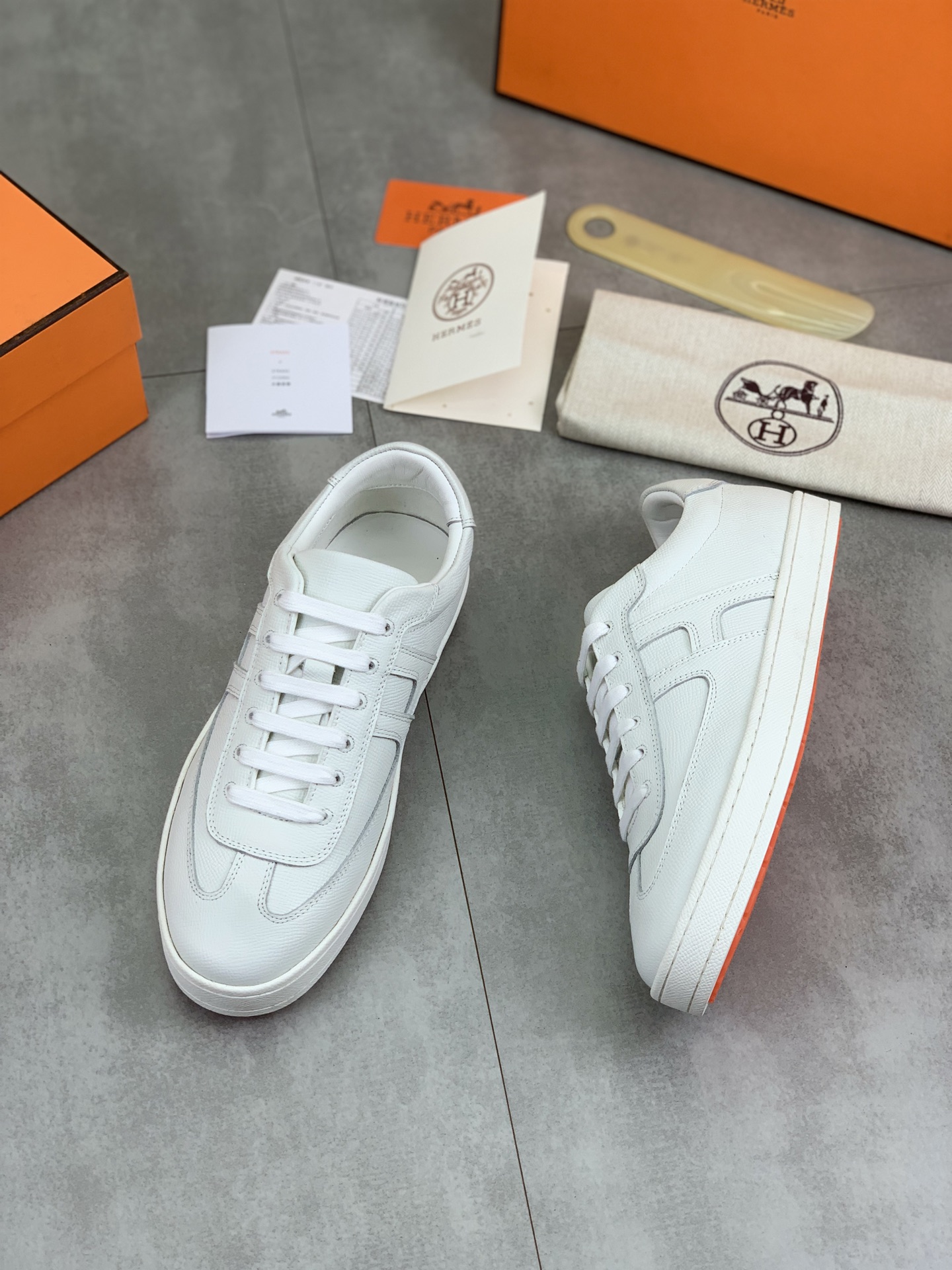 Hermes Men's White Leather Sneakers with Iconic Perforated H Logo 6 i1743177215644 4508 0 4