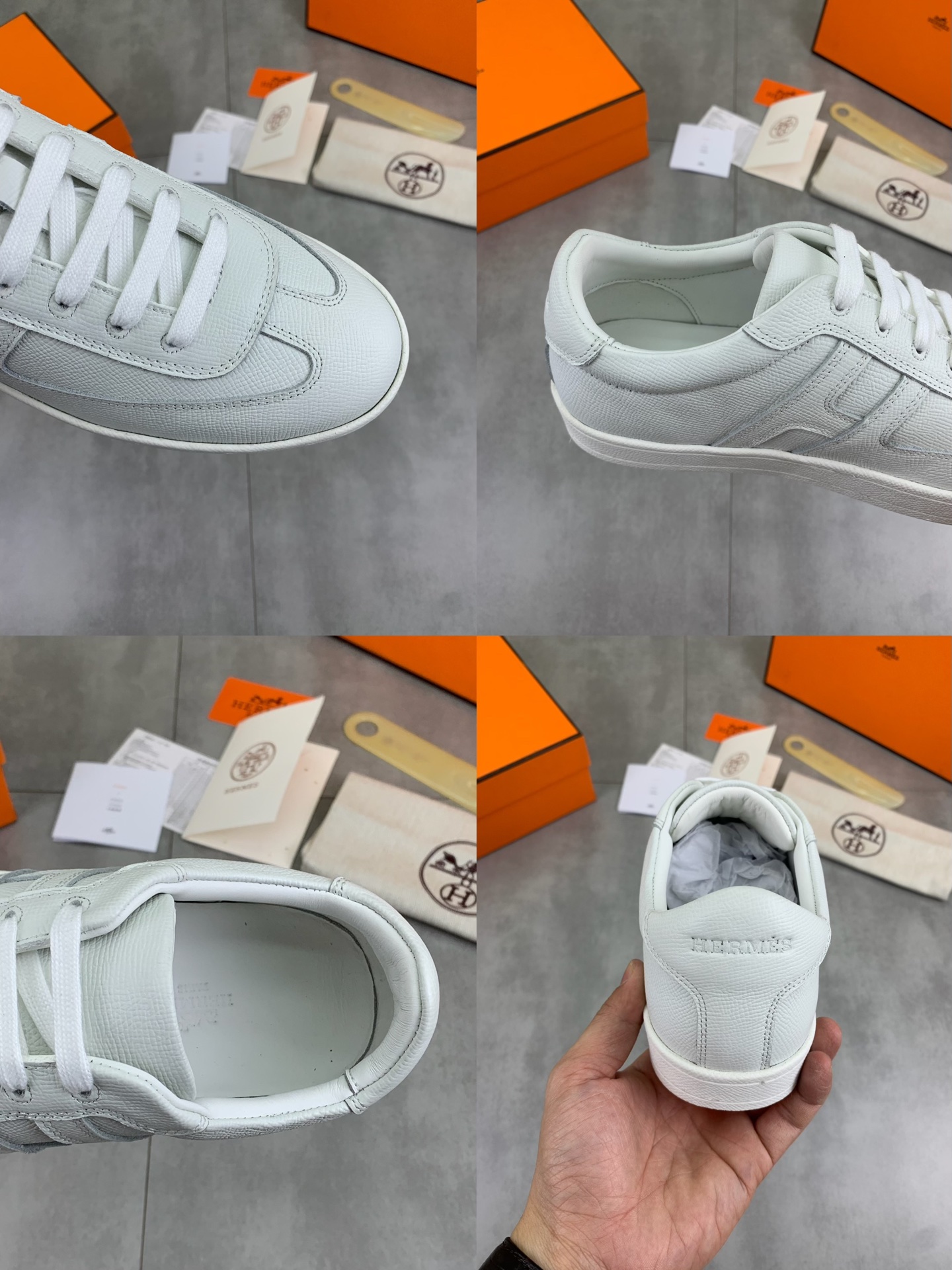 Hermes Men's White Leather Sneakers with Iconic Perforated H Logo 10 i1743177218197 6390 0 8