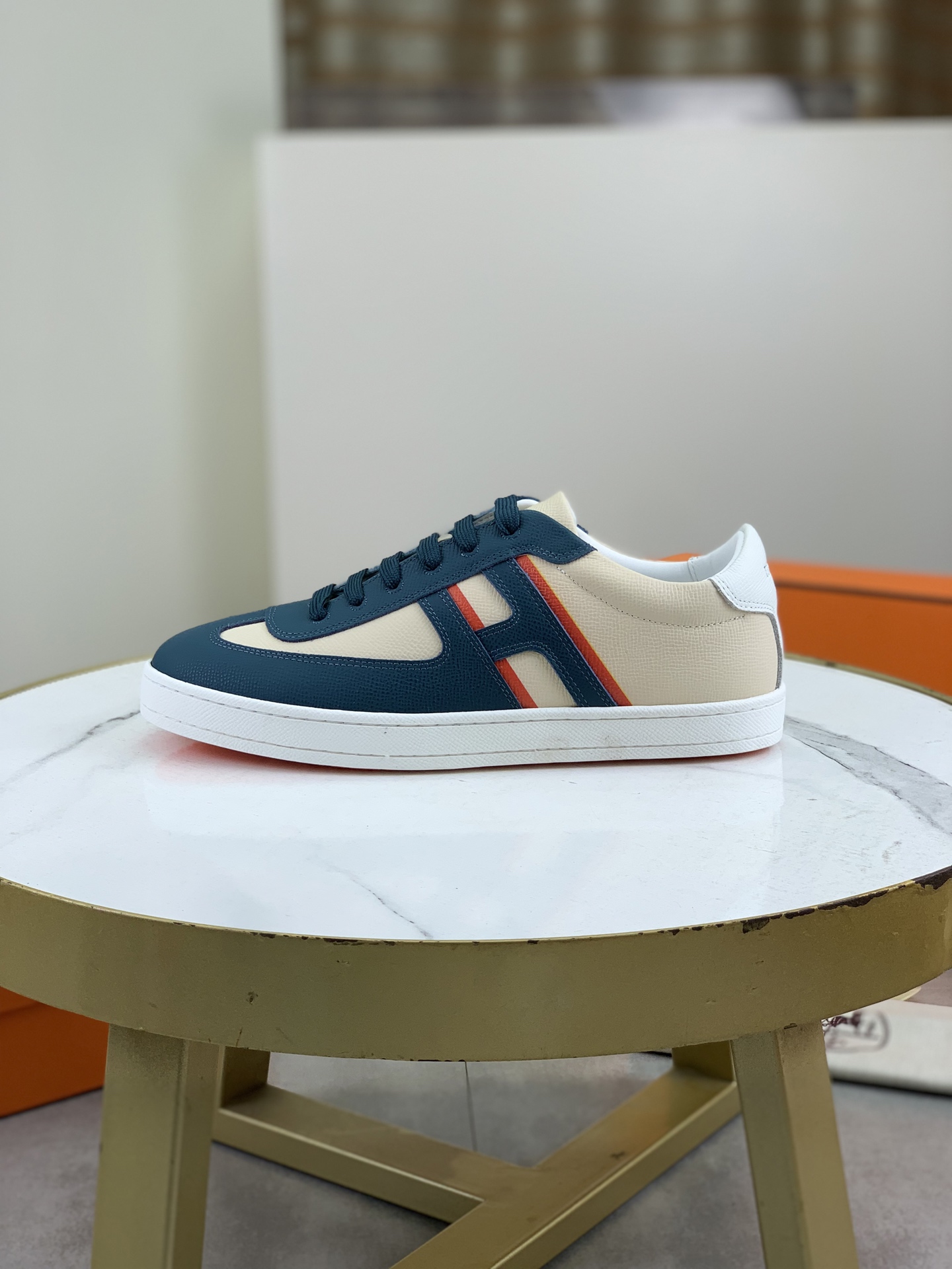 Hermes Men's Leather Sneaker Casual Lace-Up Shoes, Size 38-44 1 Hermes Men's Leather Sneaker Casual Lace-Up Shoes, Size 38-44