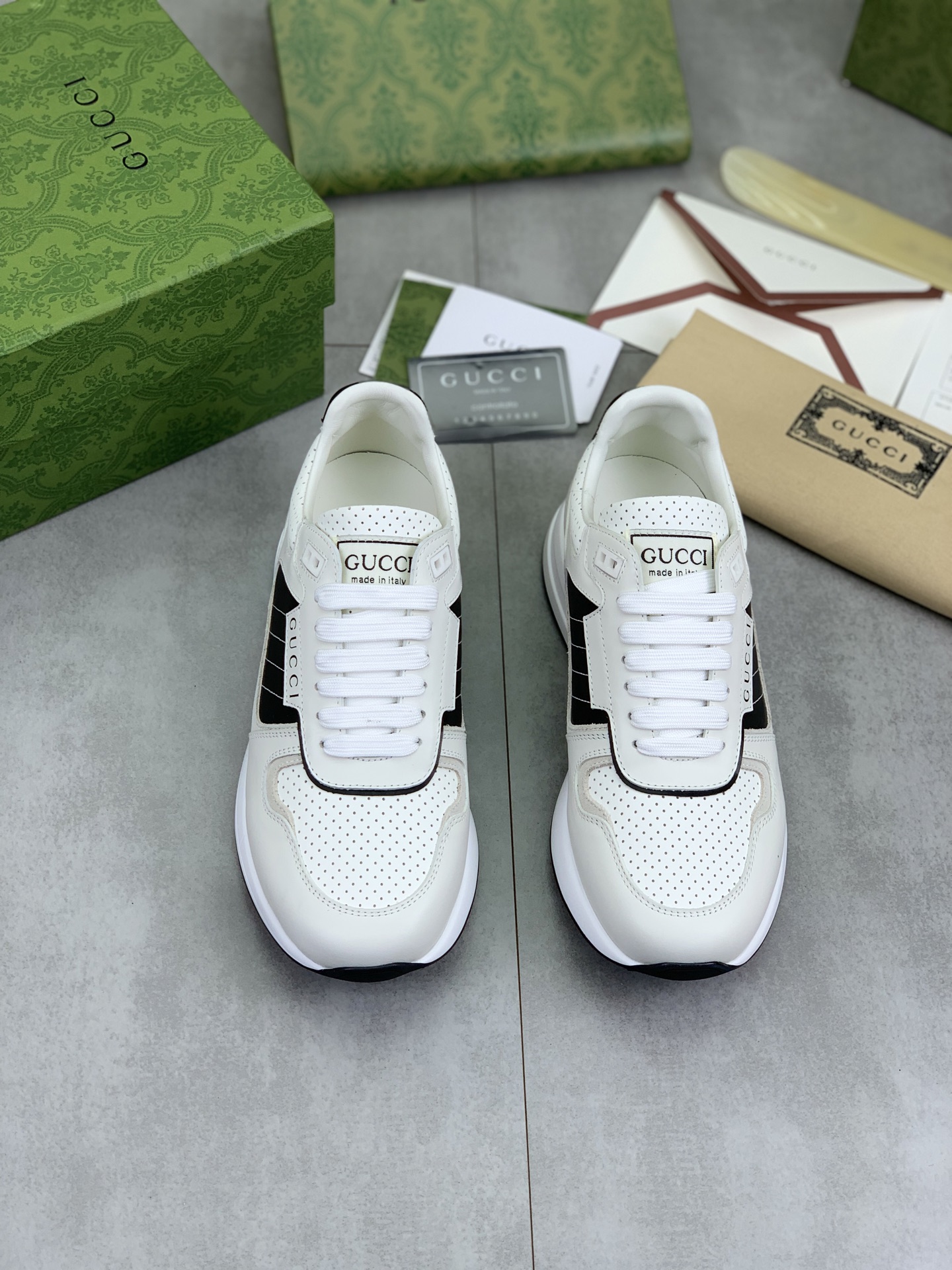 Gucci Men's Leather White Trainer Sneakers Casual Shoes, Size 39-44 3 i1743613577568 7183 0 1