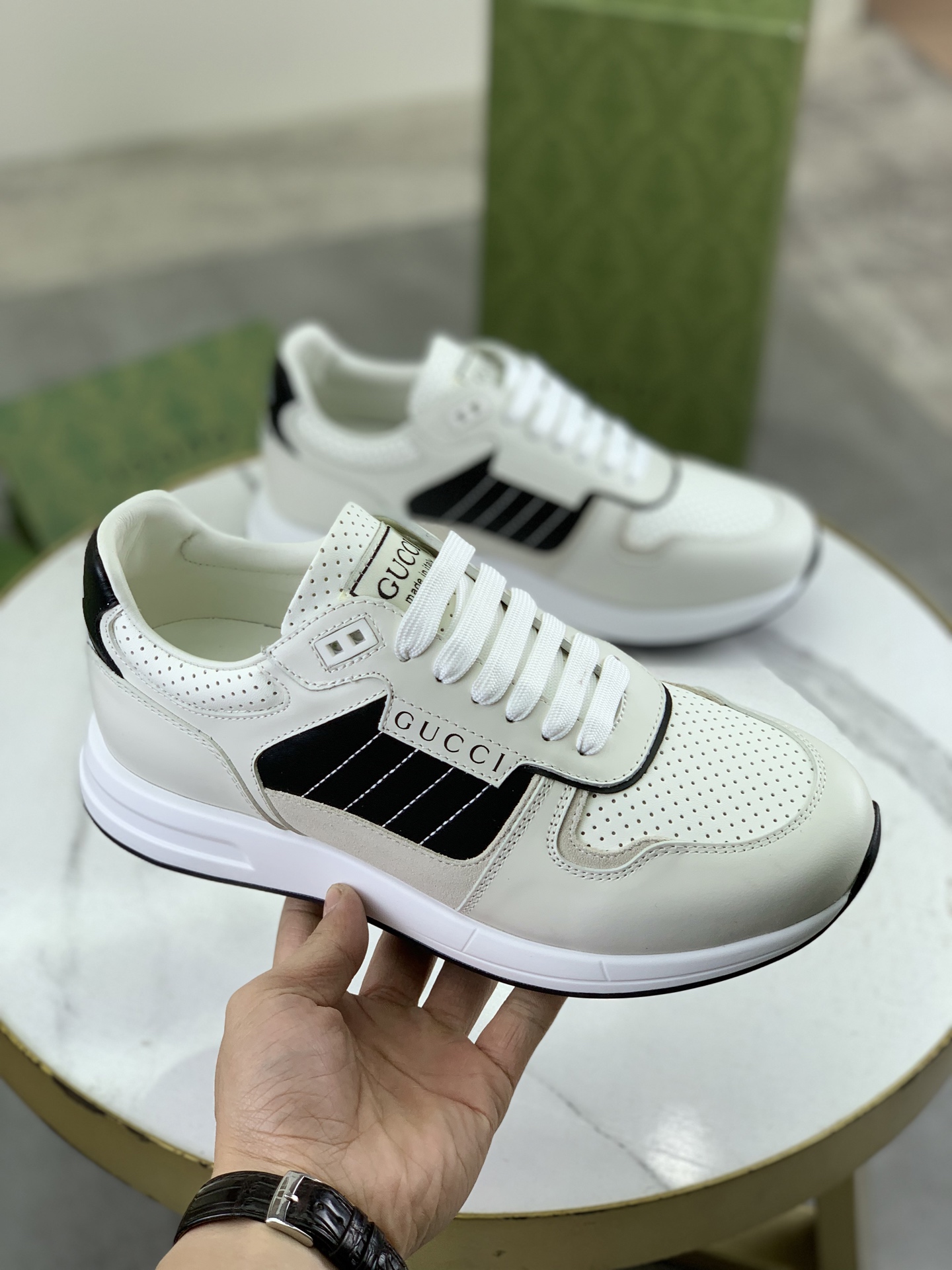 Gucci Men's Leather White Trainer Sneakers Casual Shoes, Size 39-44 4 i1743613577568 8784 0 2