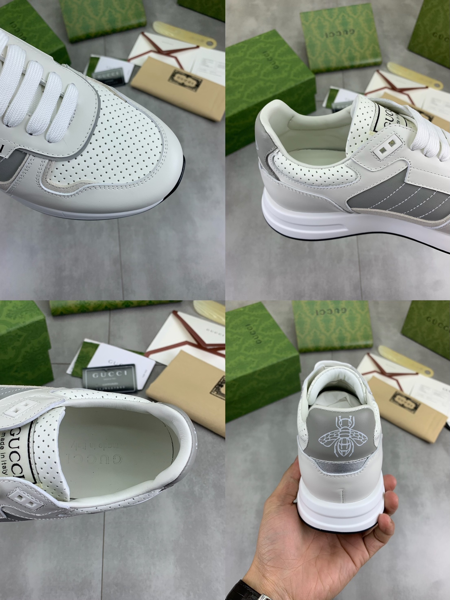 Gucci Men's Leather And Suede White Sneakers Lace-Up Size 39-44 10 i1743613599527 2007 0 8