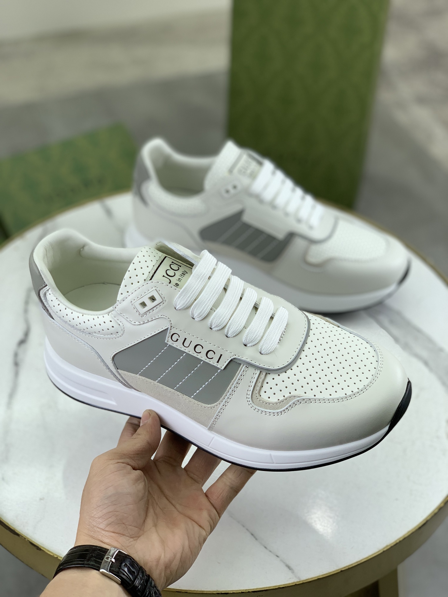 Gucci Men's Leather And Suede White Sneakers Lace-Up Size 39-44 4 i1743613600287 2405 0 2