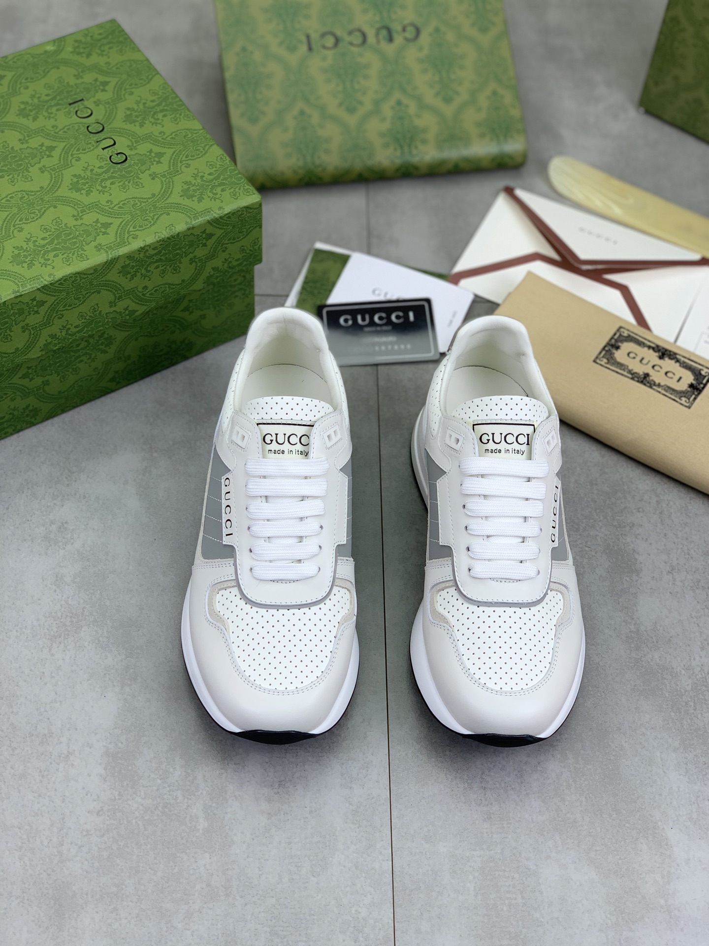 Gucci Men's Leather And Suede White Sneakers Lace-Up Size 39-44 3 i1743613600341 339 0 1