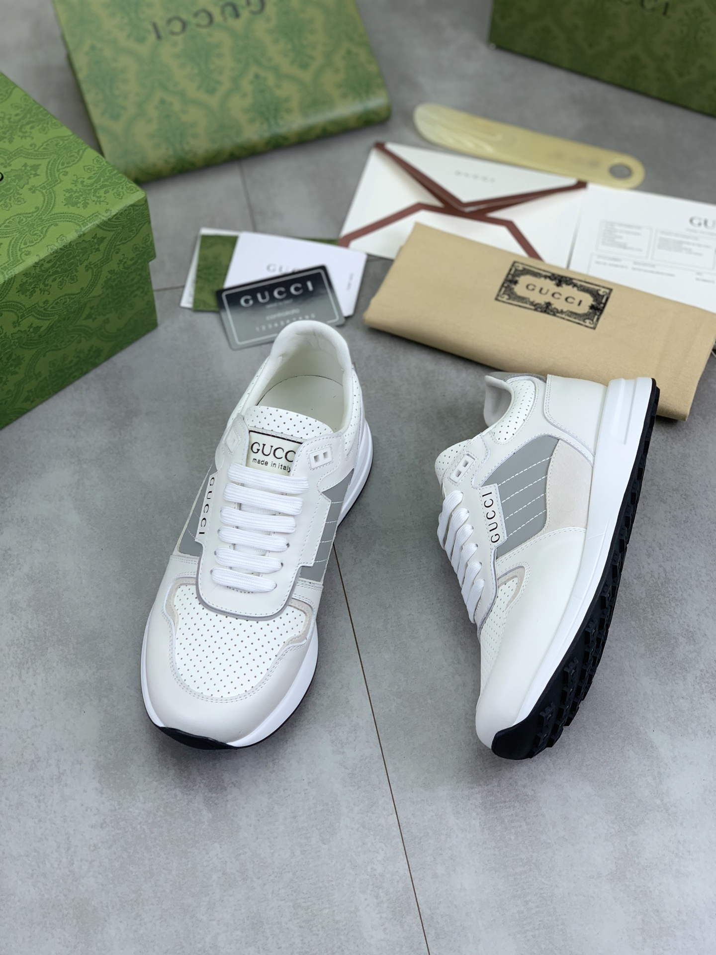 Gucci Men's Leather And Suede White Sneakers Lace-Up Size 39-44 6 i1743613603416 4761 0 4