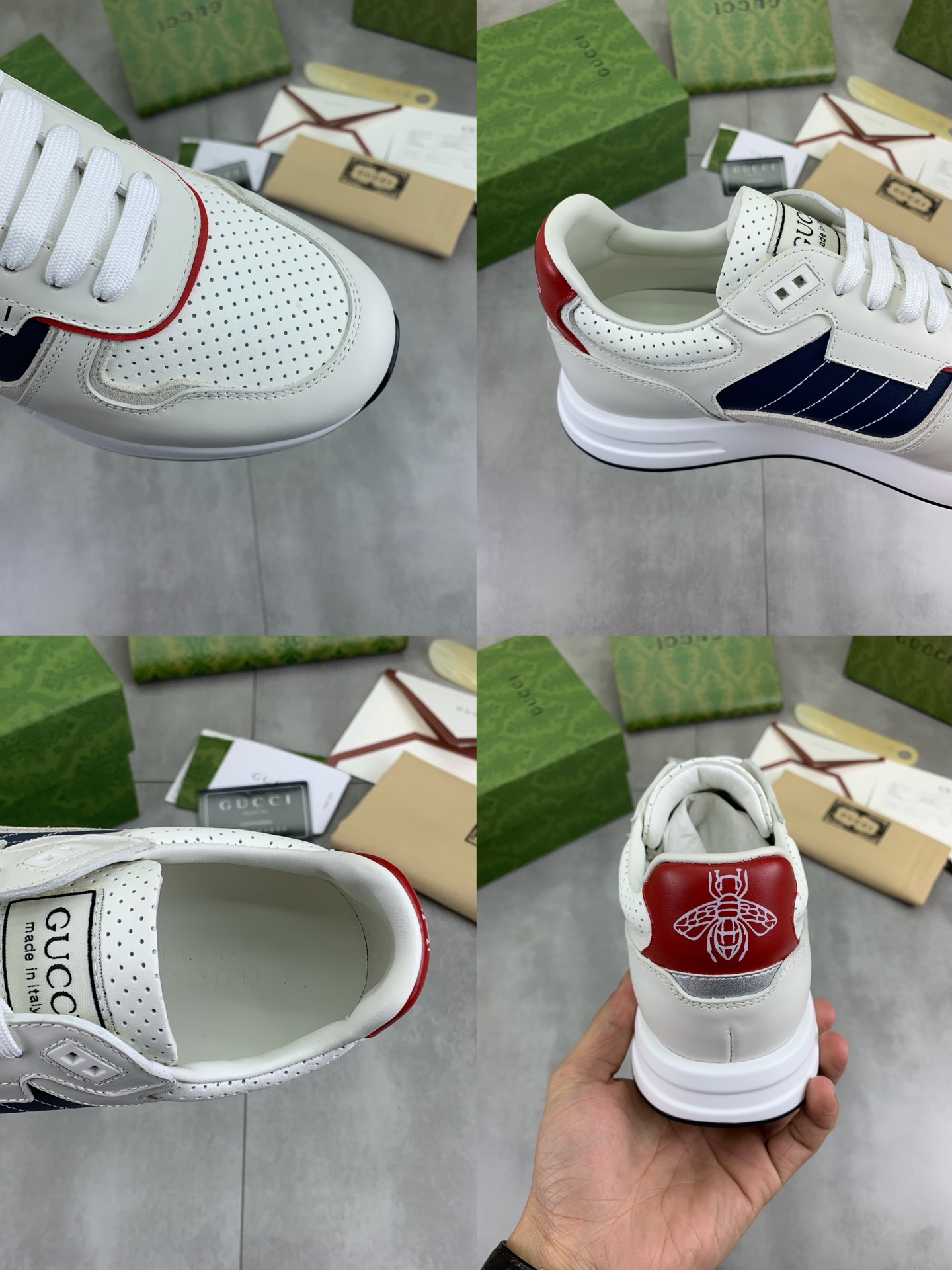 Gucci Men's Leather and Technical Canvas Sneaker Retro Style Lace-up Shoes 10 i1743613627059 4207 0 8