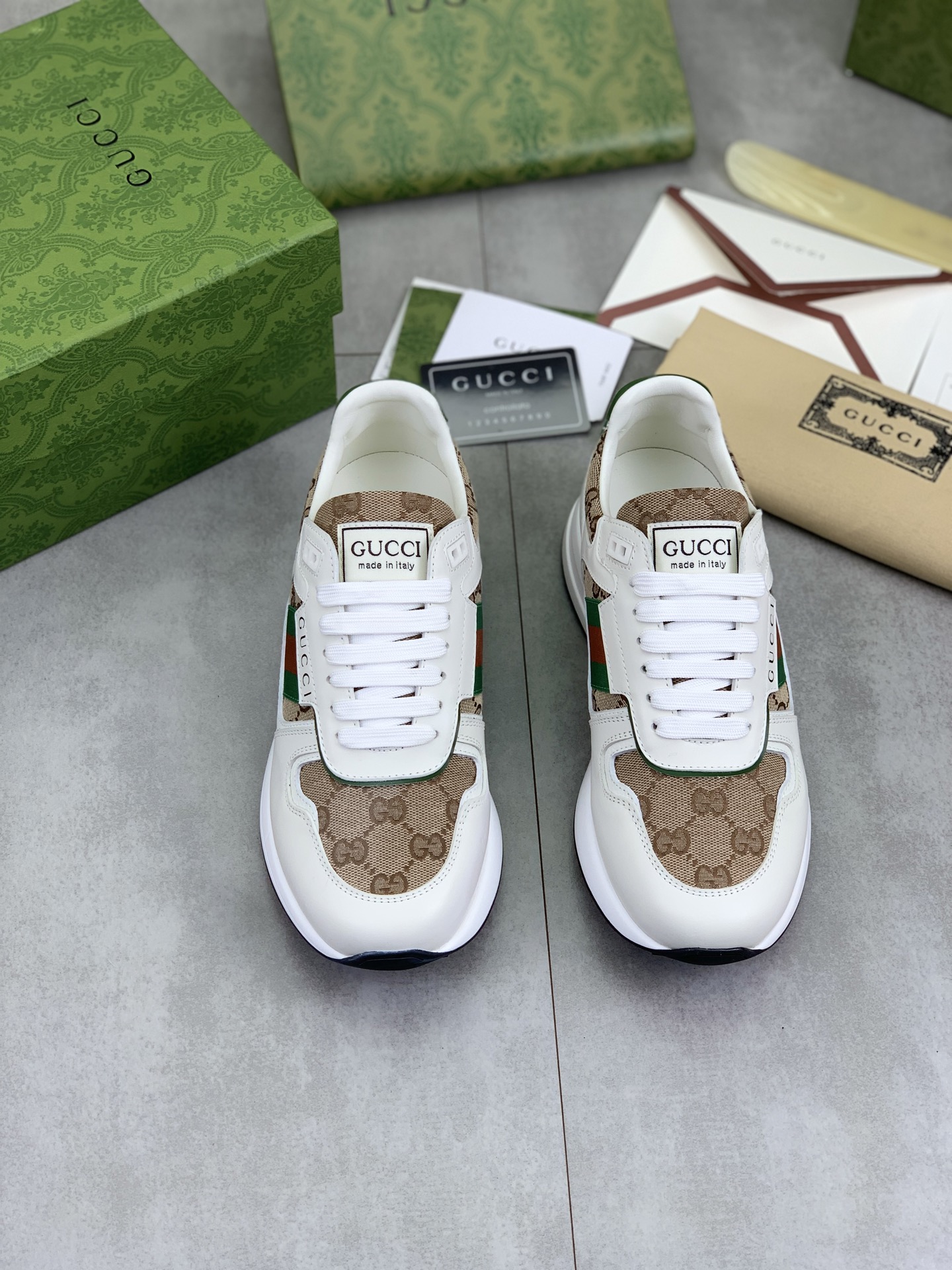 Gucci Men's Leather and Logo Print Lace-Up Sneakers, Size 39-44 3 i1743613650647 7392 0 1