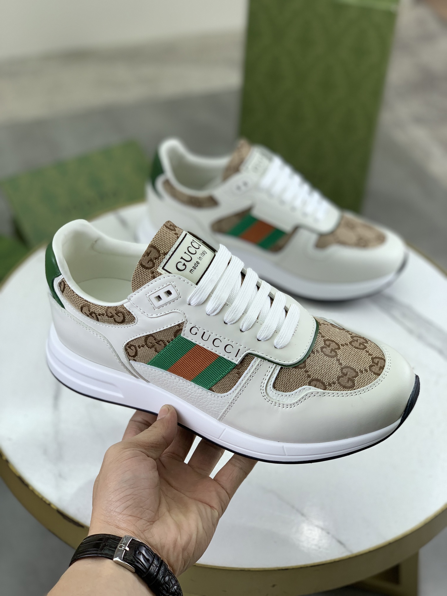 Gucci Men's Leather and Logo Print Lace-Up Sneakers, Size 39-44 4 i1743613650766 5010 0 2
