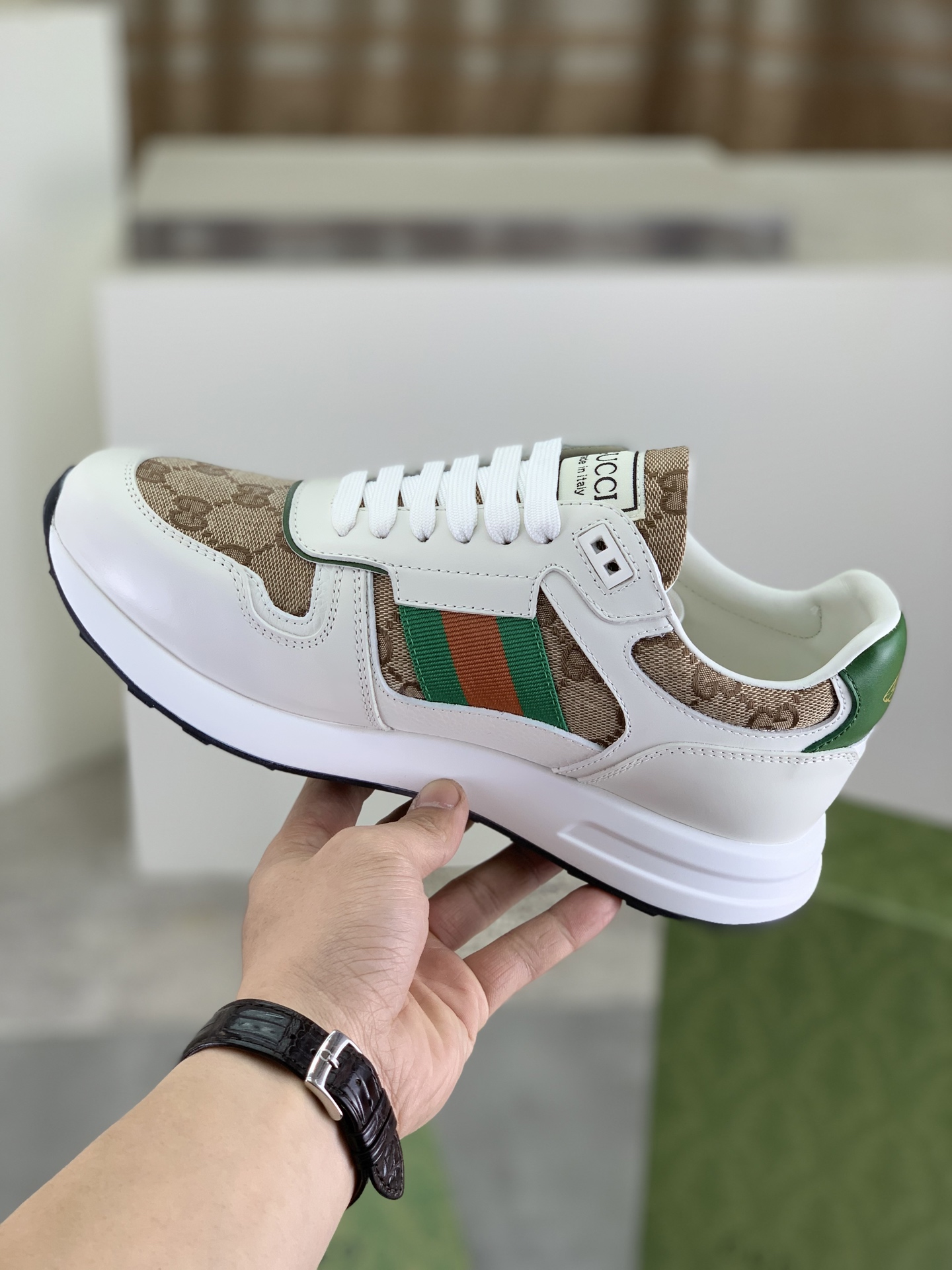 Gucci Men's Leather and Logo Print Lace-Up Sneakers, Size 39-44 7 i1743613650811 4775 0 5