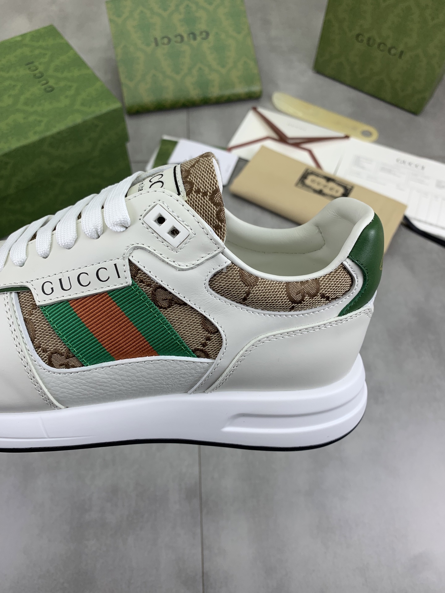 Gucci Men's Leather and Logo Print Lace-Up Sneakers, Size 39-44 8 i1743613651001 6243 0 6