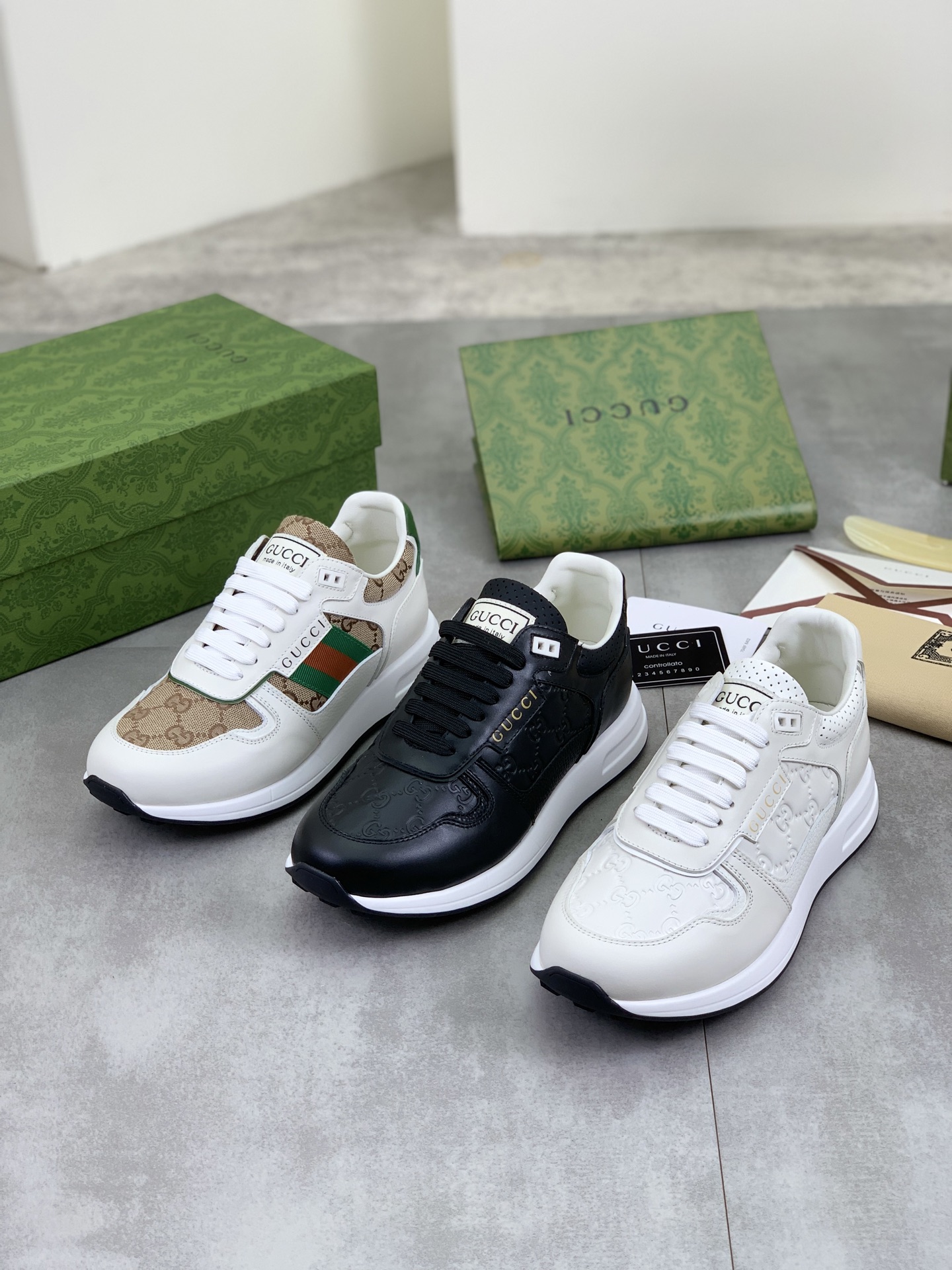 Gucci Men's Leather and Logo Print Lace-Up Sneakers, Size 39-44 11 i1743613655124 1521 0 9