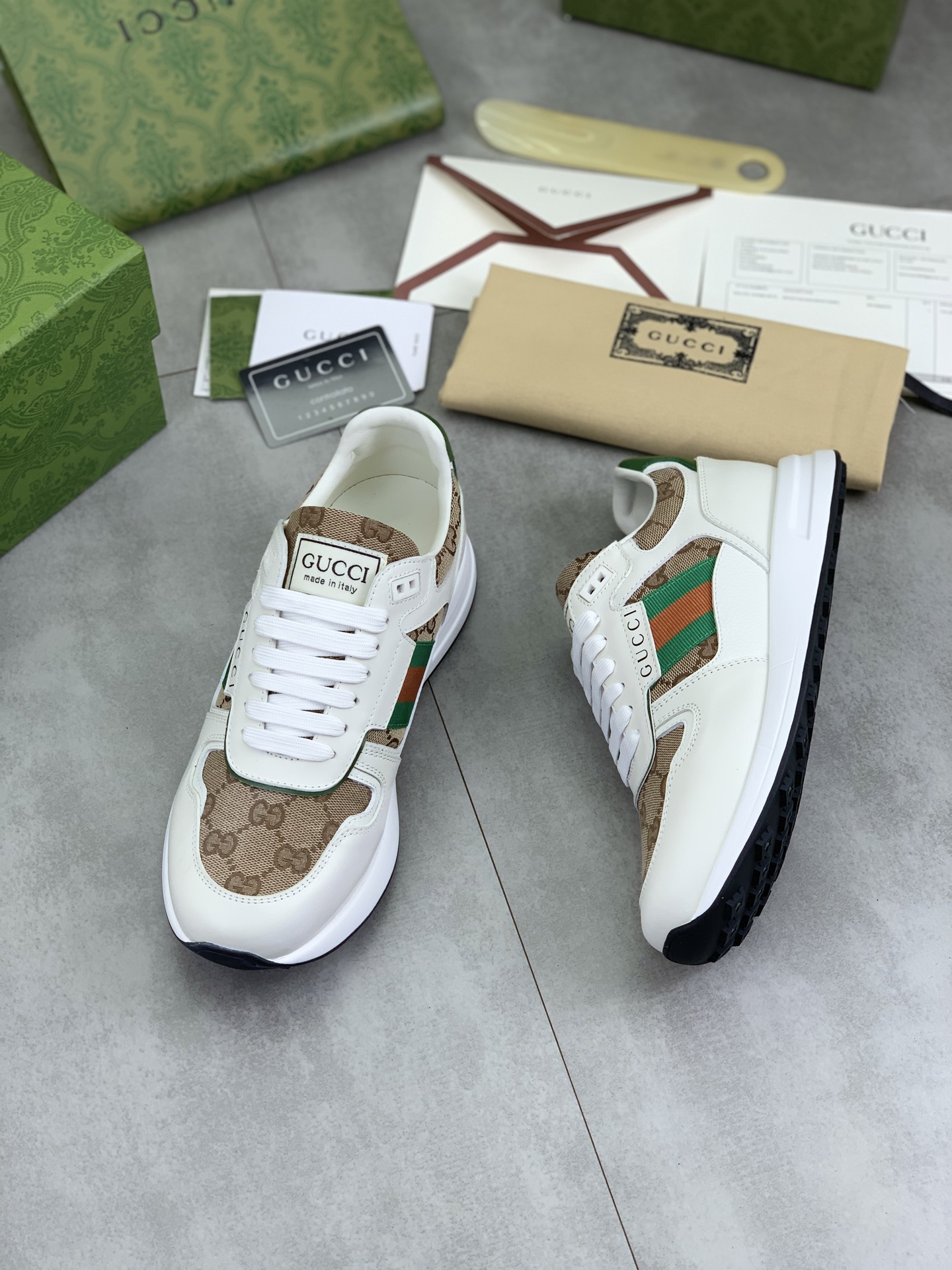 Gucci Men's Leather and Logo Print Lace-Up Sneakers, Size 39-44 6 i1743613655164 4324 0 4