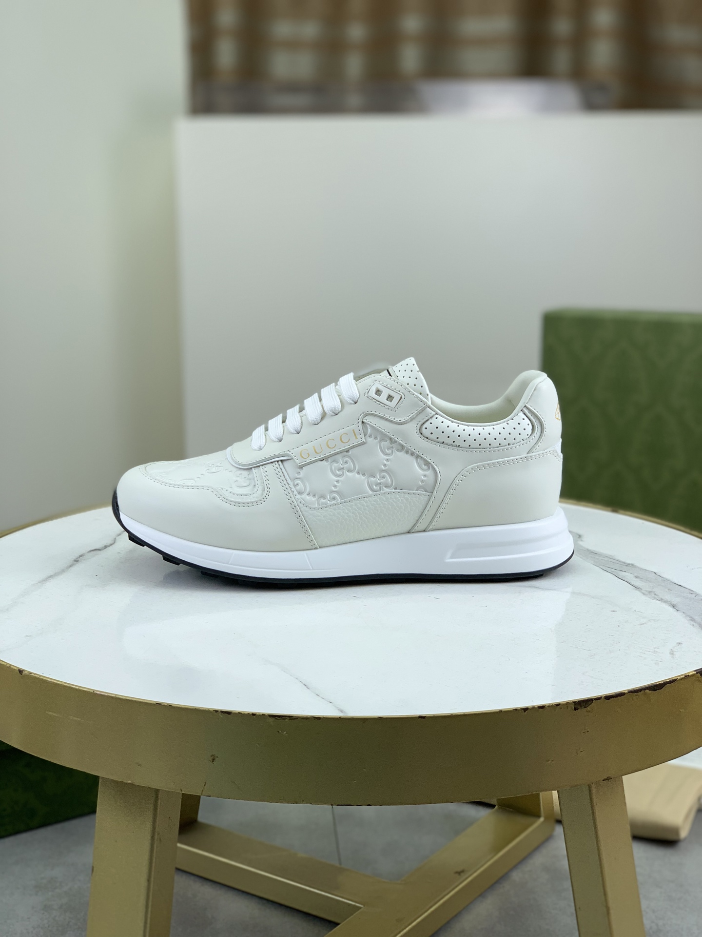 Gucci Men's White Leather Lace-Up Fashion Sneakers with Perforated Design 2 i1743613704964 9897 0 0