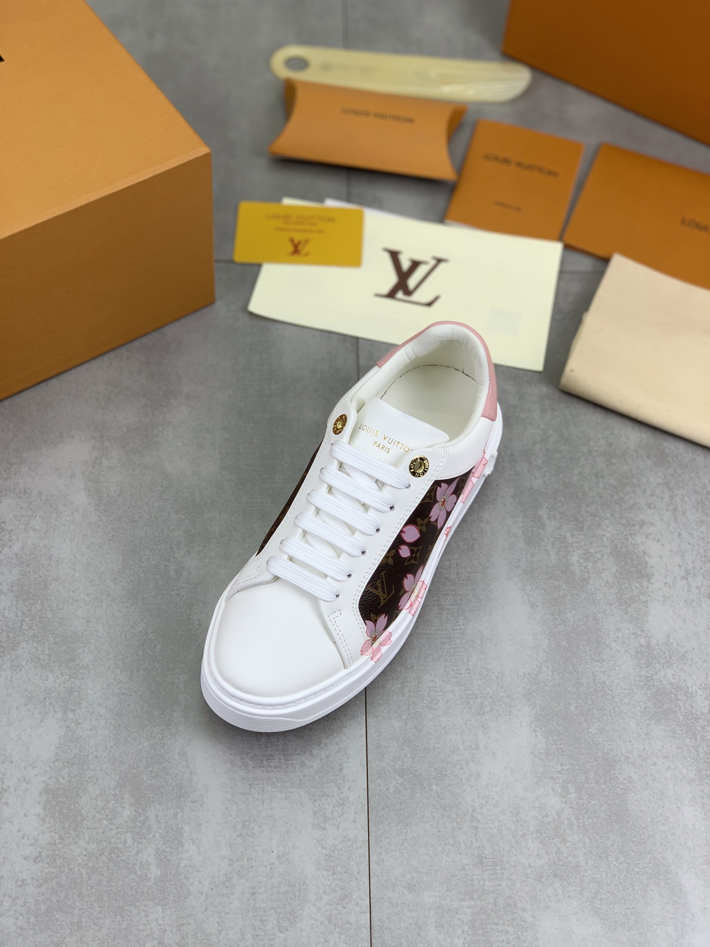 Louis Vuitton SS25 Time Out Sneaker with Monogram and Cherry Blossom 5 i1744732451299 4606 0 3