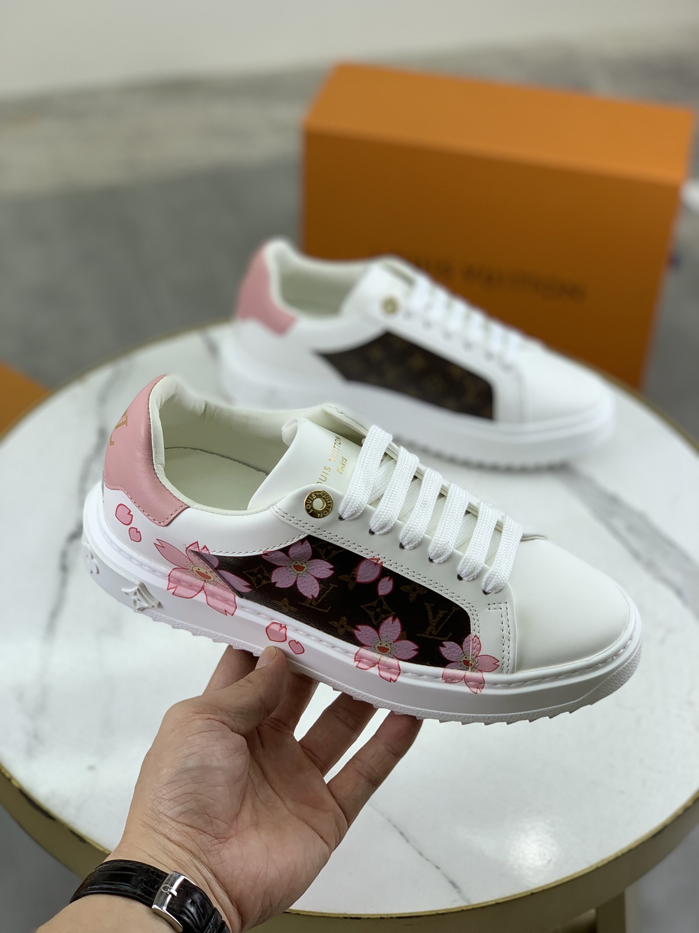 Louis Vuitton SS25 Time Out Sneaker with Monogram and Cherry Blossom 4 i1744732451545 6291 0 2