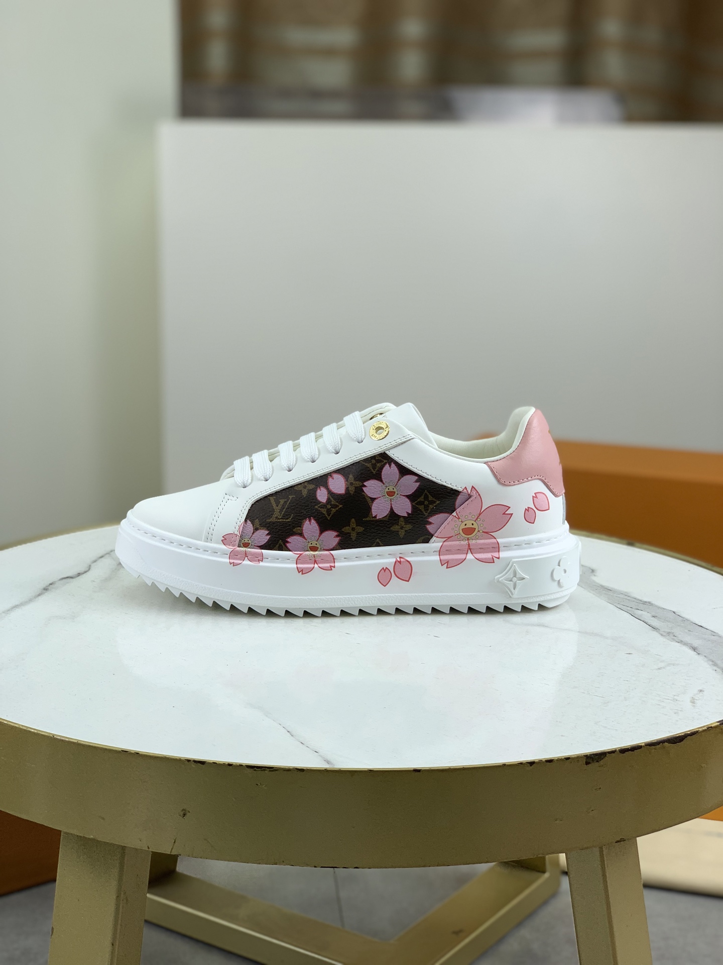 Louis Vuitton SS25 Time Out Sneaker with Monogram and Cherry Blossom 1 Louis Vuitton SS25 Time Out Sneaker with Monogram and Cherry Blossom