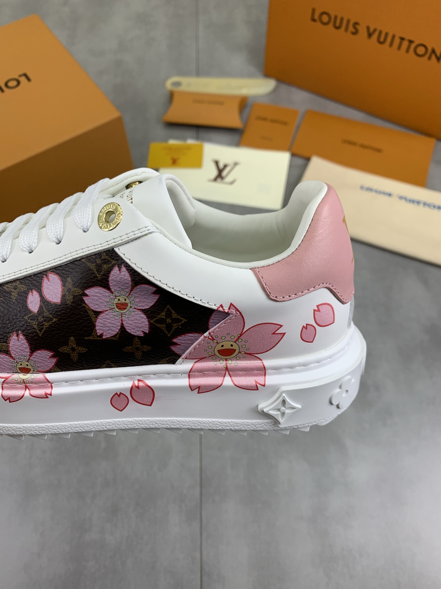 Louis Vuitton SS25 Time Out Sneaker with Monogram and Cherry Blossom 8 i1744732453772 1335 0 6