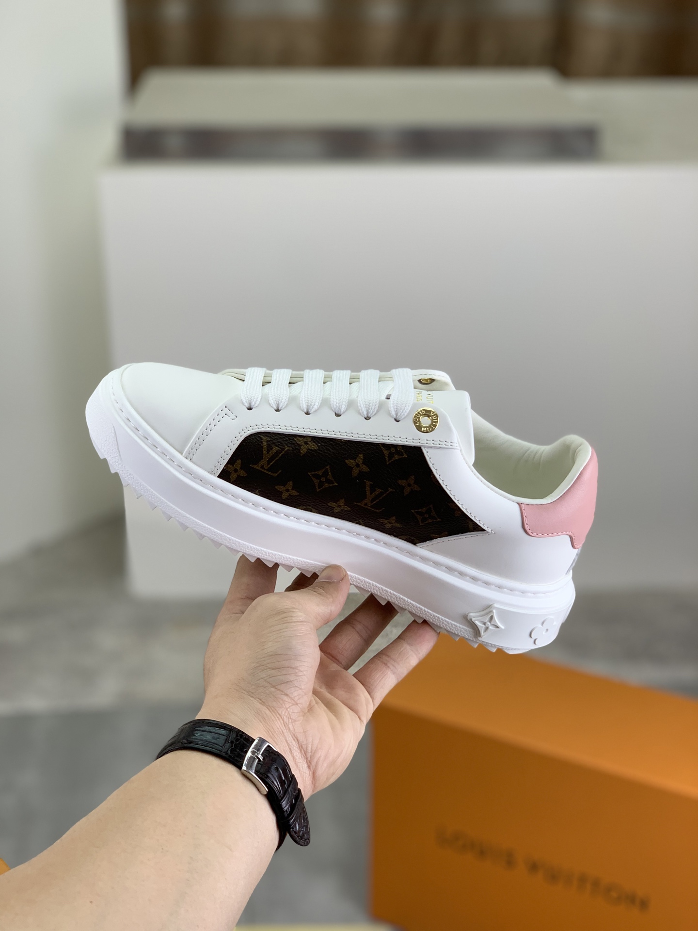 Louis Vuitton SS25 Time Out Sneaker with Monogram and Cherry Blossom 7 i1744732453812 2122 0 5