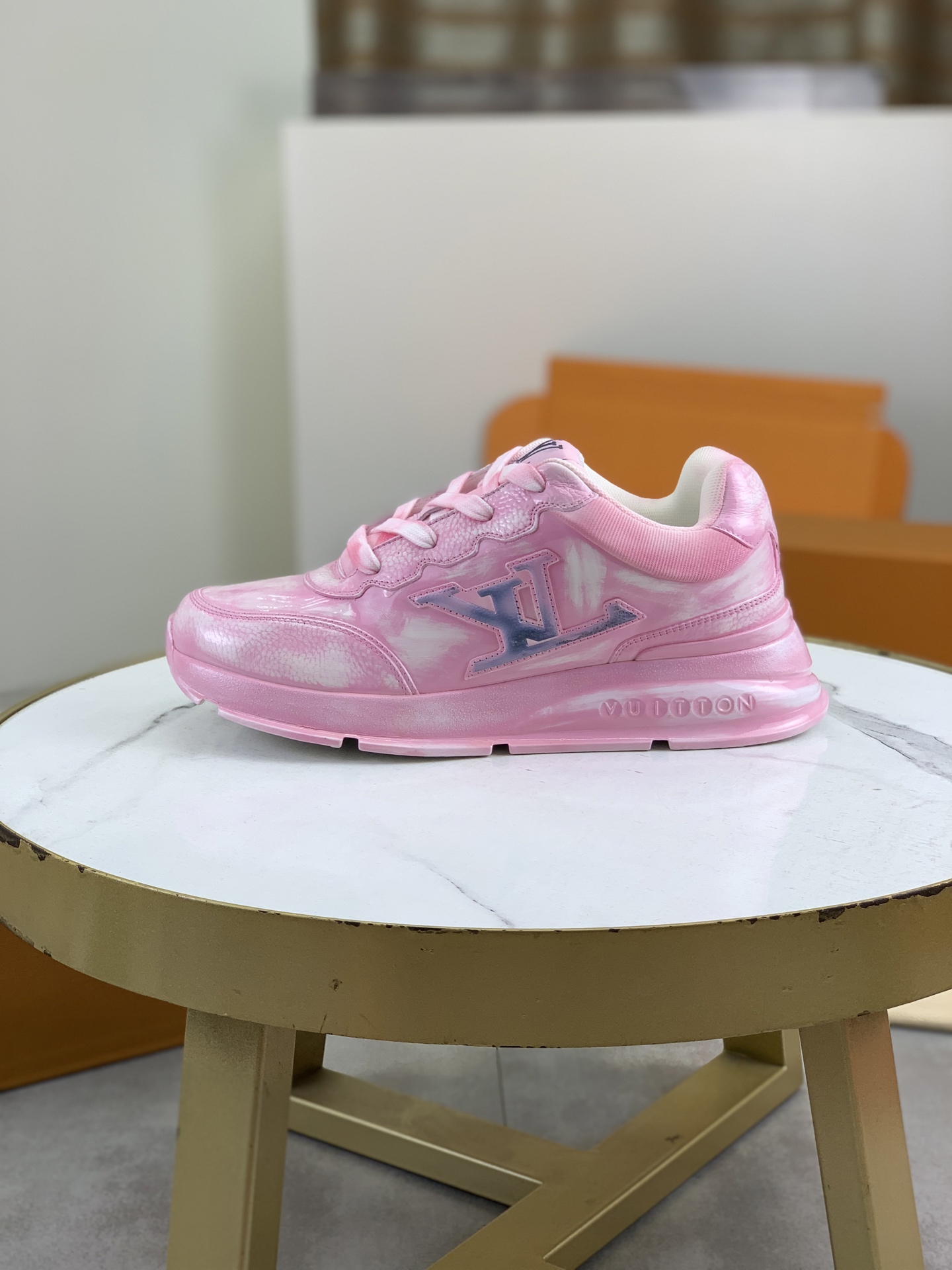 Louis Vuitton Pink Leather Low-Top Sneakers, Couple Style, Size 35-44 2 i1745482792098 938 0 0