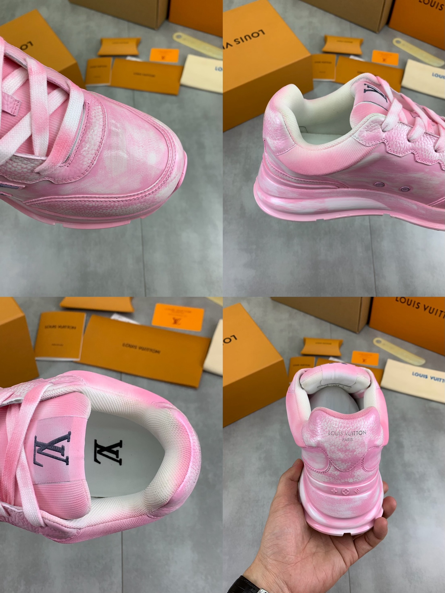 Louis Vuitton Pink Leather Low-Top Sneakers, Couple Style, Size 35-44 10 i1745482792353 2952 0 8