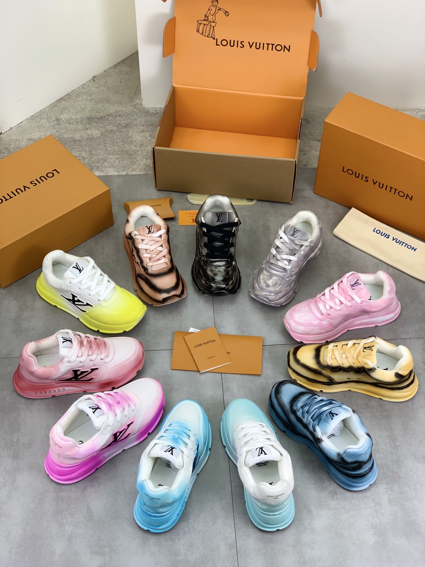 Louis Vuitton Pink Leather Low-Top Sneakers, Couple Style, Size 35-44 11 i1745482796489 9198 0 9