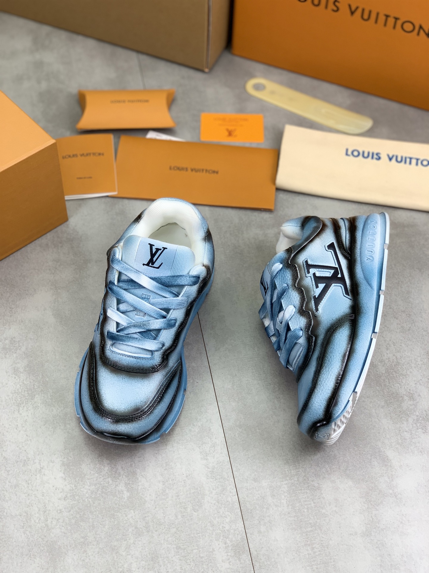 Louis Vuitton Classic High-Top Sneakers in Blue Leather, Couple Style 6 i1745482816257 2111 0 4
