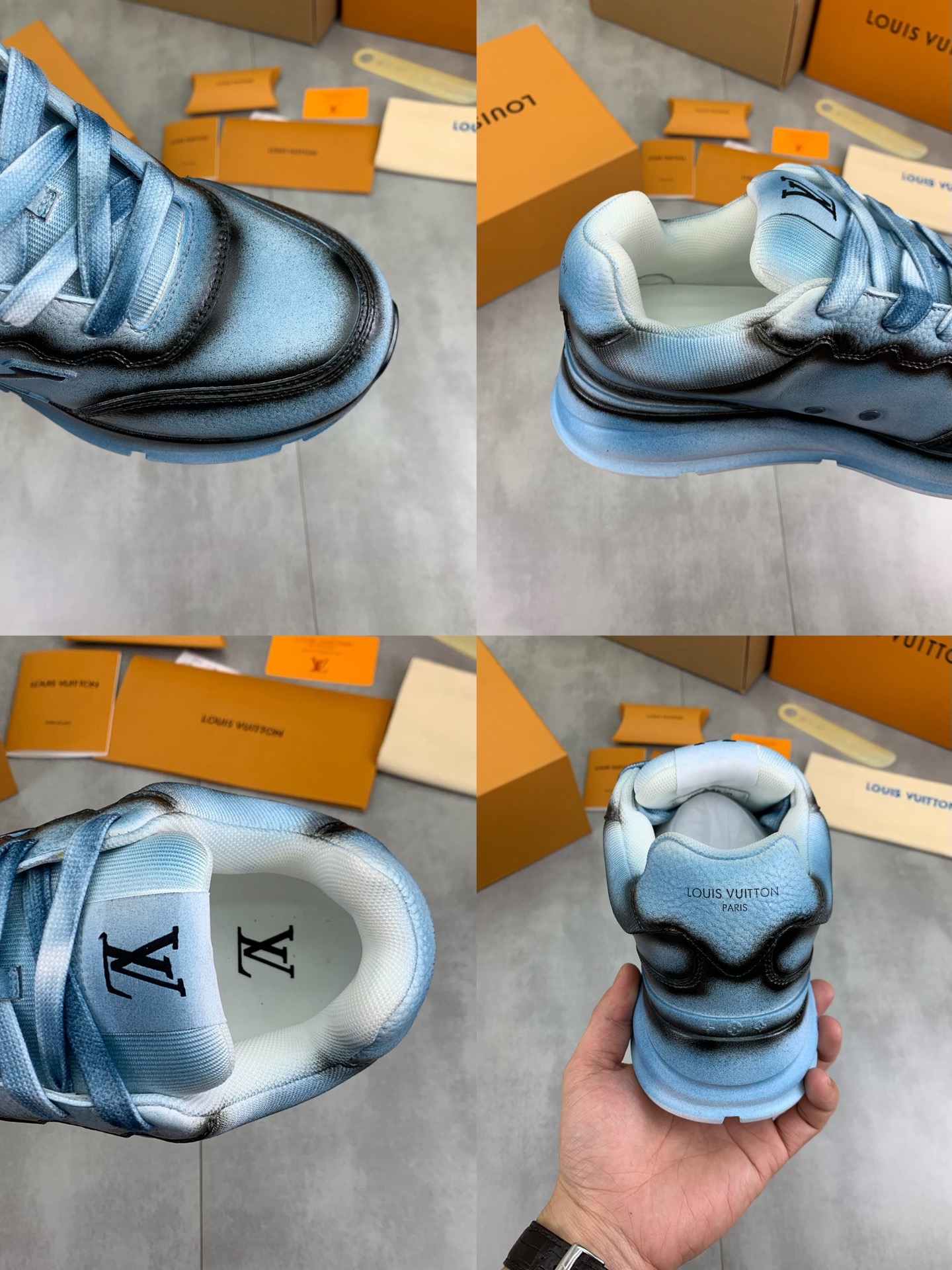 Louis Vuitton Classic High-Top Sneakers in Blue Leather, Couple Style 10 i1745482817658 1546 0 8
