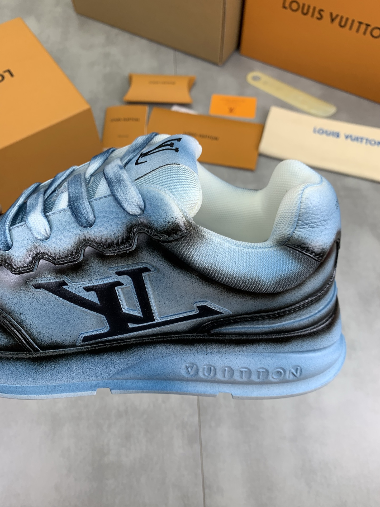 Louis Vuitton Classic High-Top Sneakers in Blue Leather, Couple Style 8 i1745482818243 7376 0 6