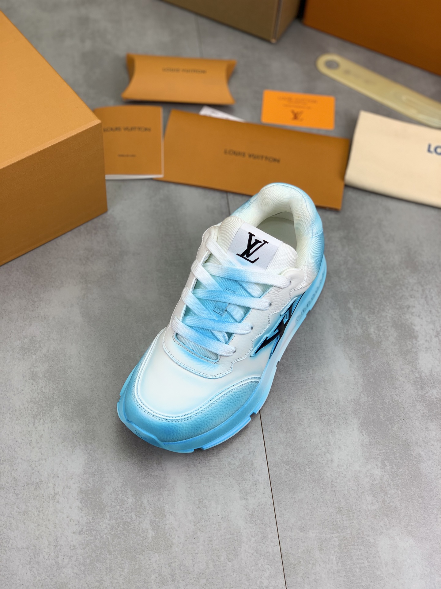 Louis Vuitton High-Top Sneakers in Blue Leather, Designer Couple Shoes 5 i1745482863131 2289 0 3