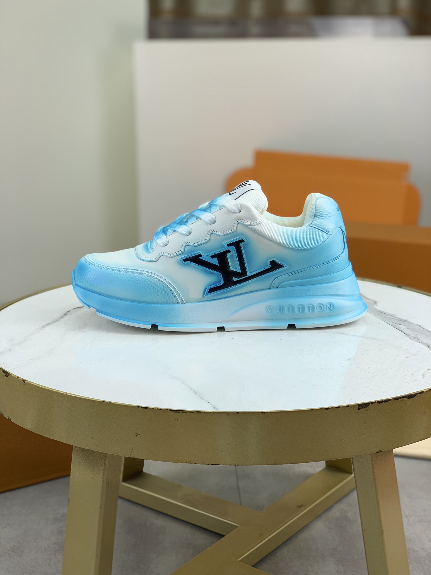 Louis Vuitton High-Top Sneakers in Blue Leather, Designer Couple Shoes 2 i1745482865227 7945 0 0