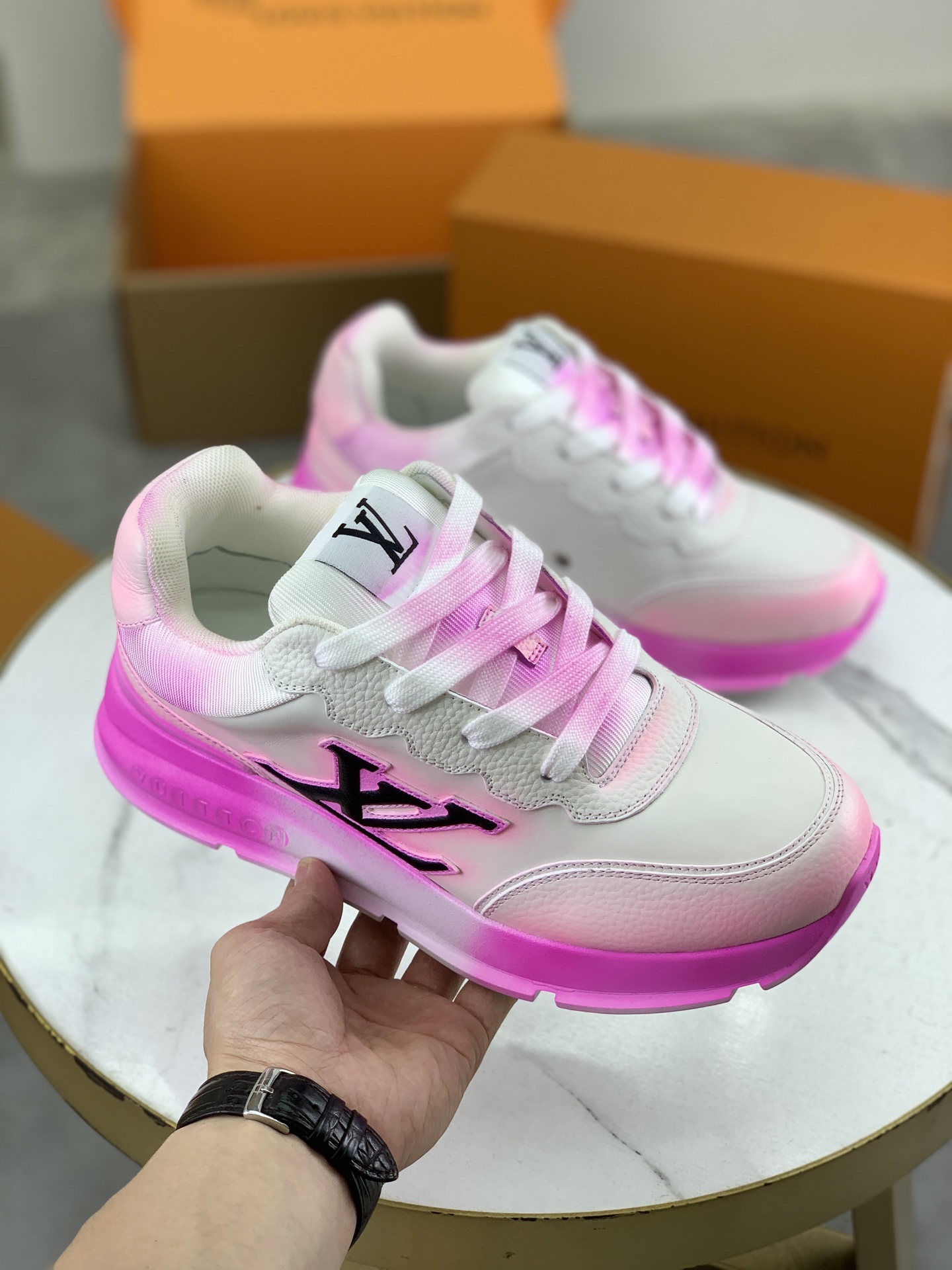 Louis Vuitton Women's LV Trainer Sneaker Pink/White Leather Size 35-44 4 i1745482894784 7094 0 2