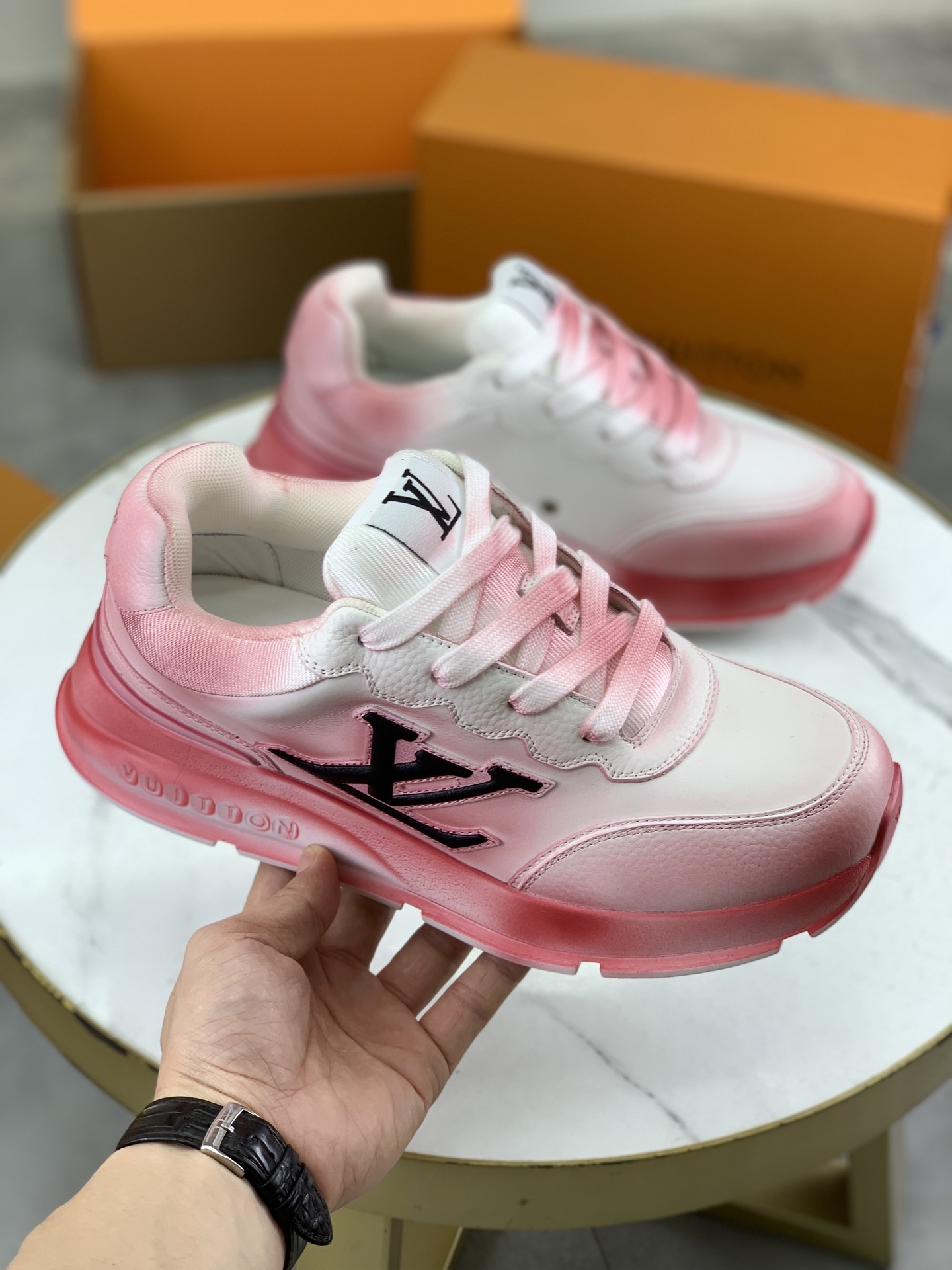 Louis Vuitton Women's Run Away Pulse Sneaker Pink Leather 4 i1745482946604 5111 0 2