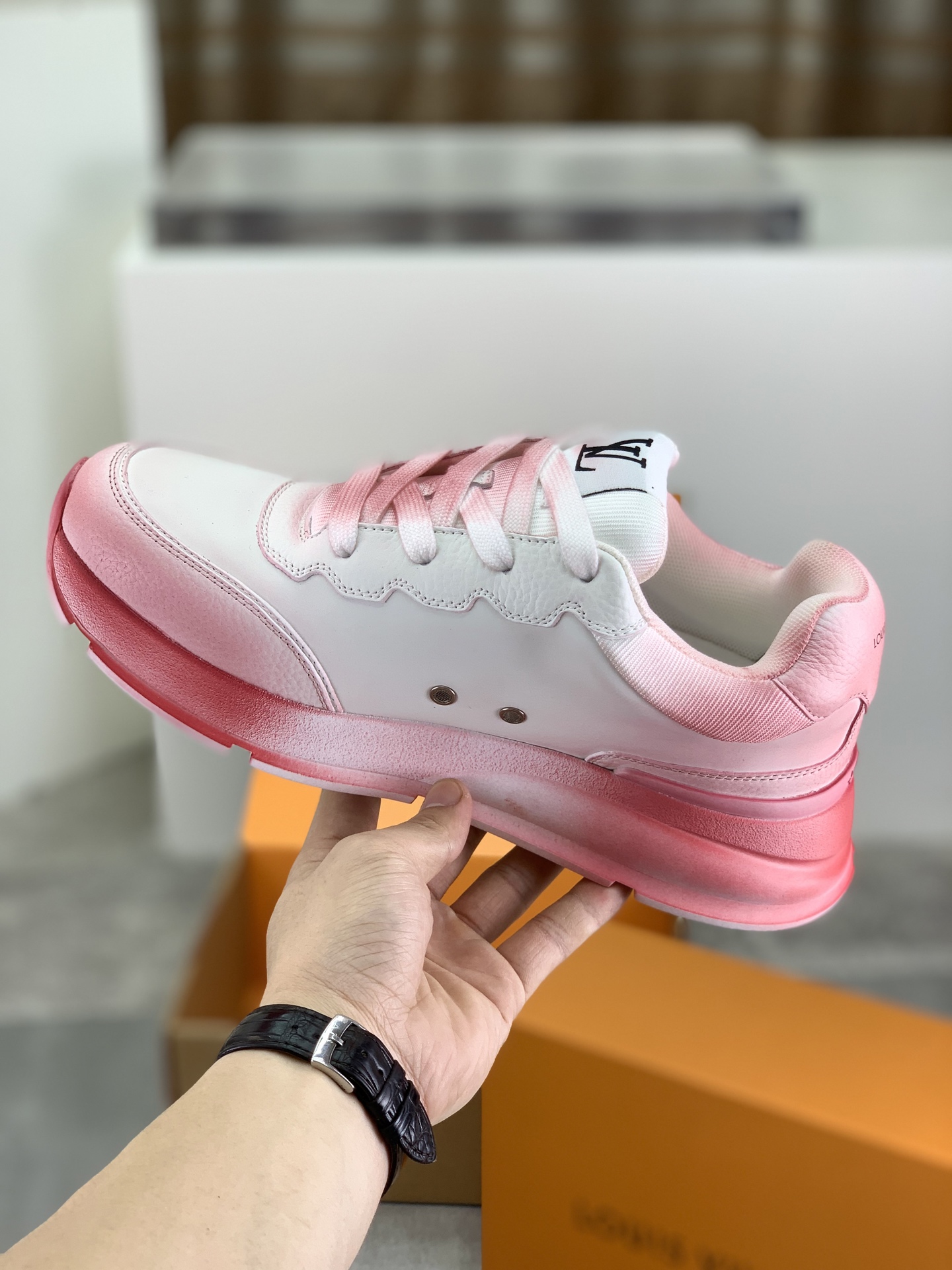 Louis Vuitton Women's Run Away Pulse Sneaker Pink Leather 7 i1745482948306 2496 0 5
