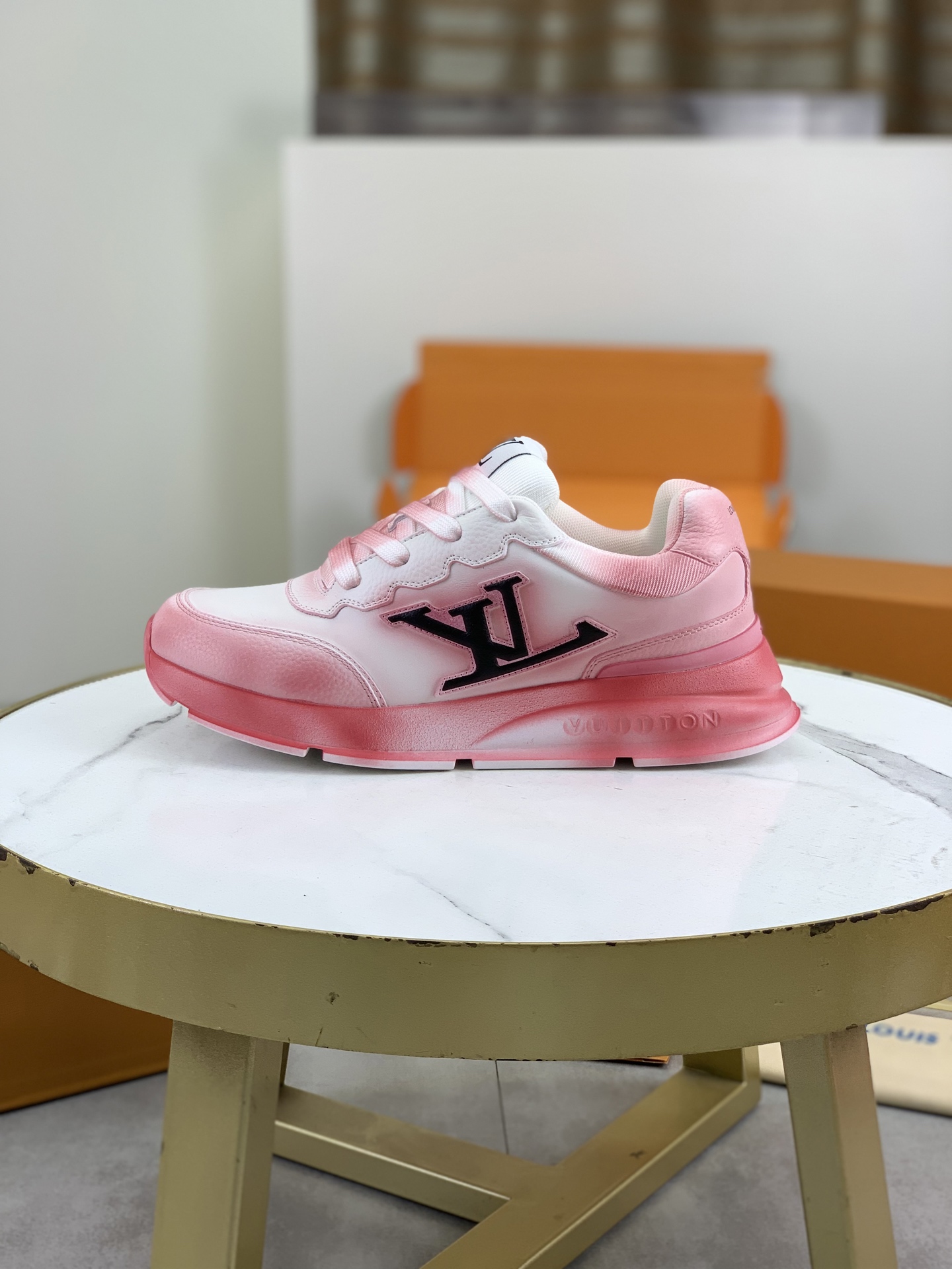 Louis Vuitton Women's Run Away Pulse Sneaker Pink Leather 1 Louis Vuitton Women's Run Away Pulse Sneaker Pink Leather