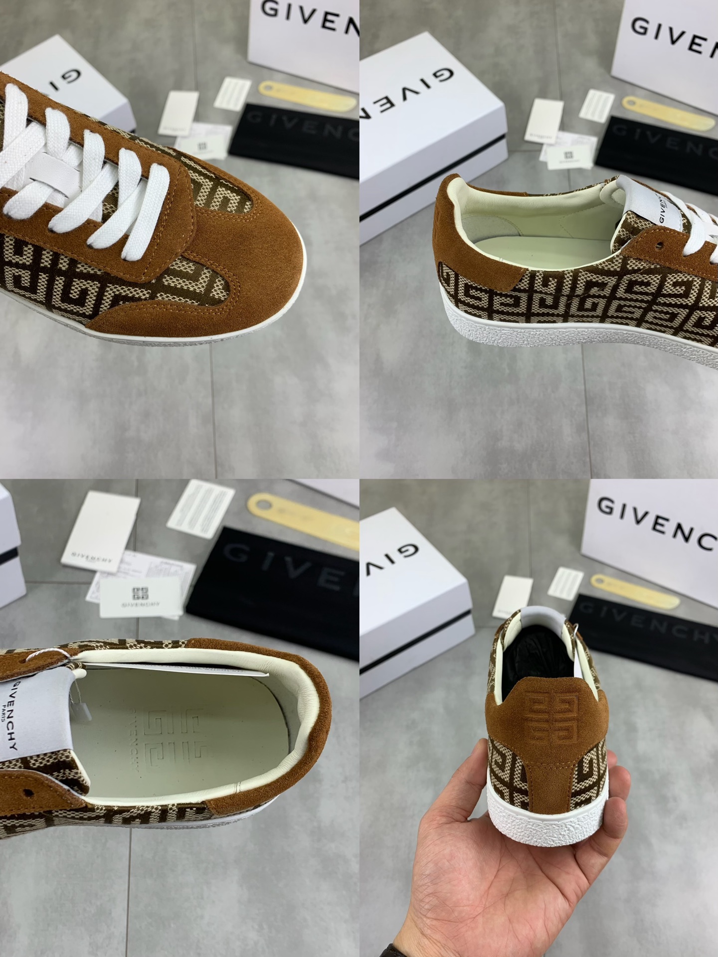 Givenchy Men's Brown Leather Lace-Up Sneakers Casual Fashion Sneakers 10 i1745768747144 5439 0 8