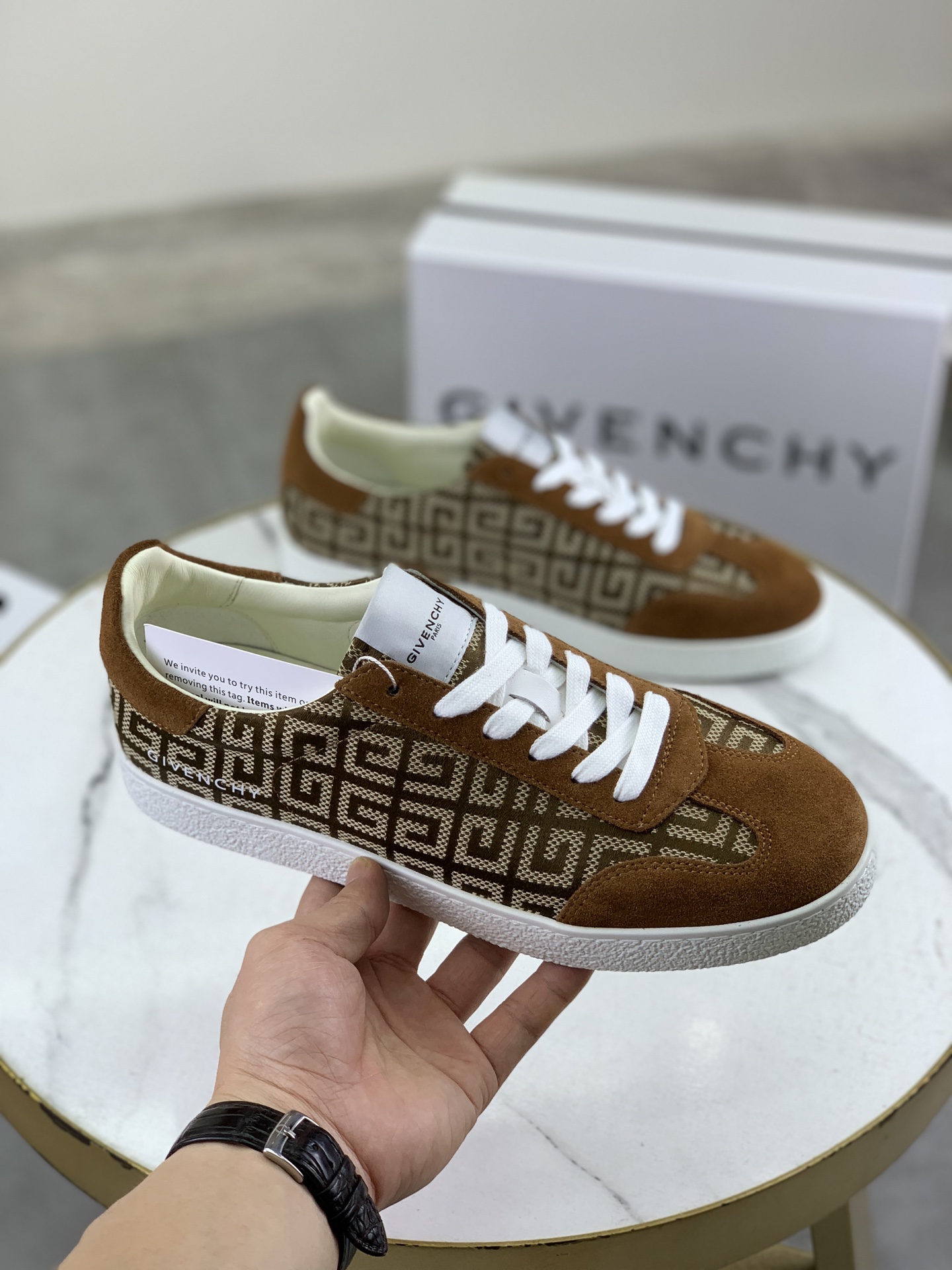 Givenchy Men's Brown Leather Lace-Up Sneakers Casual Fashion Sneakers 4 i1745768748893 9423 0 2