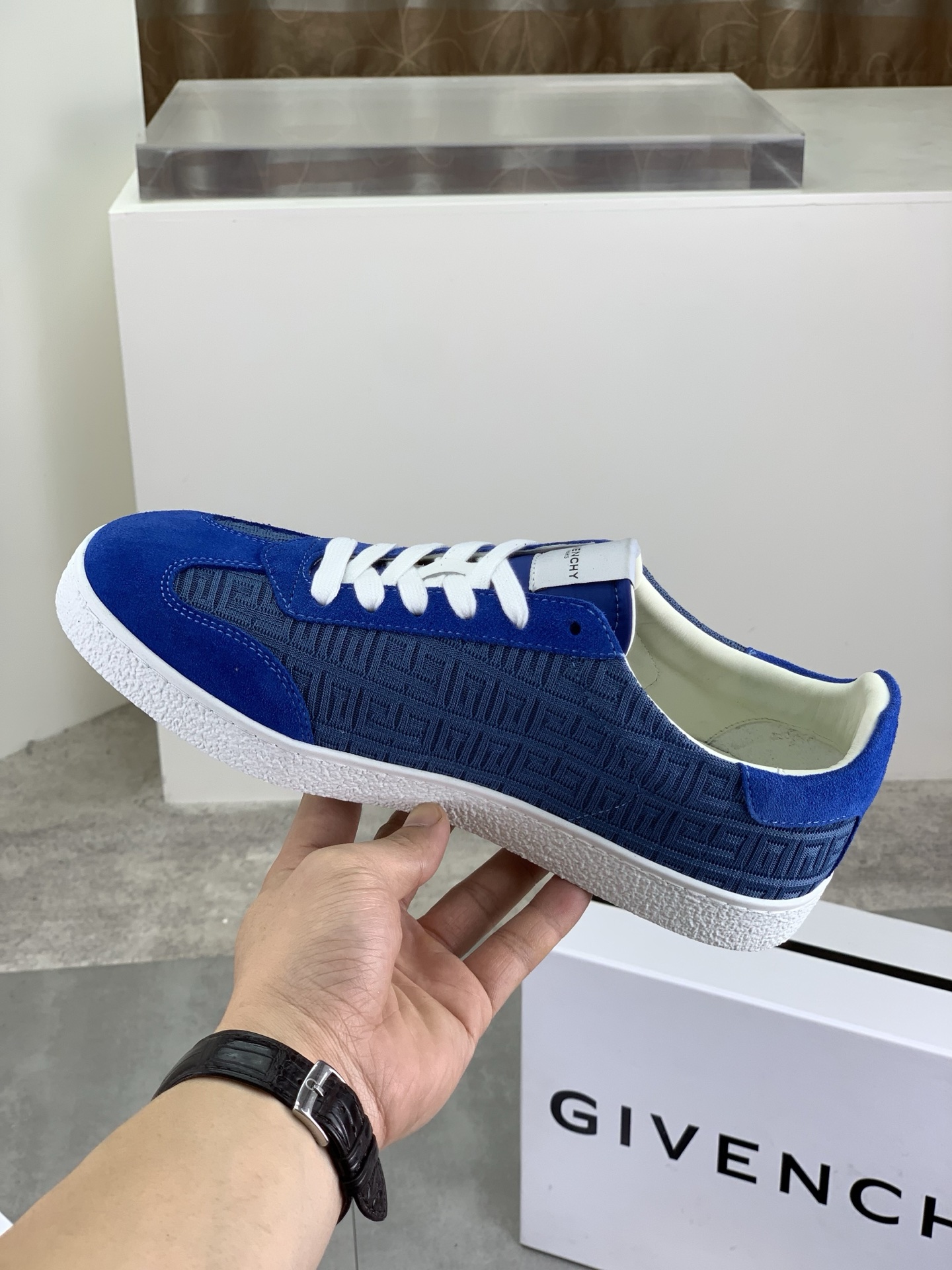 Givenchy Men's Low-Top Sneaker: Blue Suede Pattern Lace-Up Casual Shoes 7 i1745768797494 2039 0 5