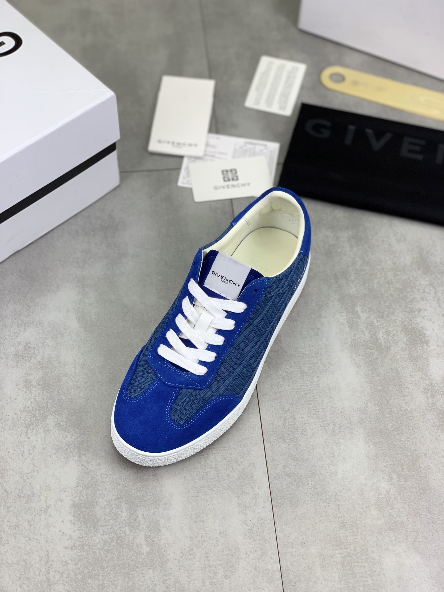 Givenchy Men's Low-Top Sneaker: Blue Suede Pattern Lace-Up Casual Shoes 5 i1745768799135 3982 0 3