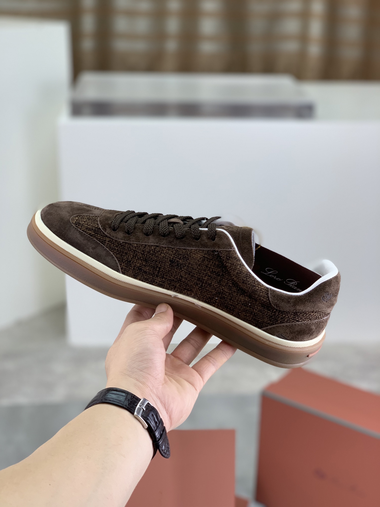 Loro Piana Men's Brown Suede Sneakers Leather Lining Handmade Shoes 7 i1745768942028 1982 0 5