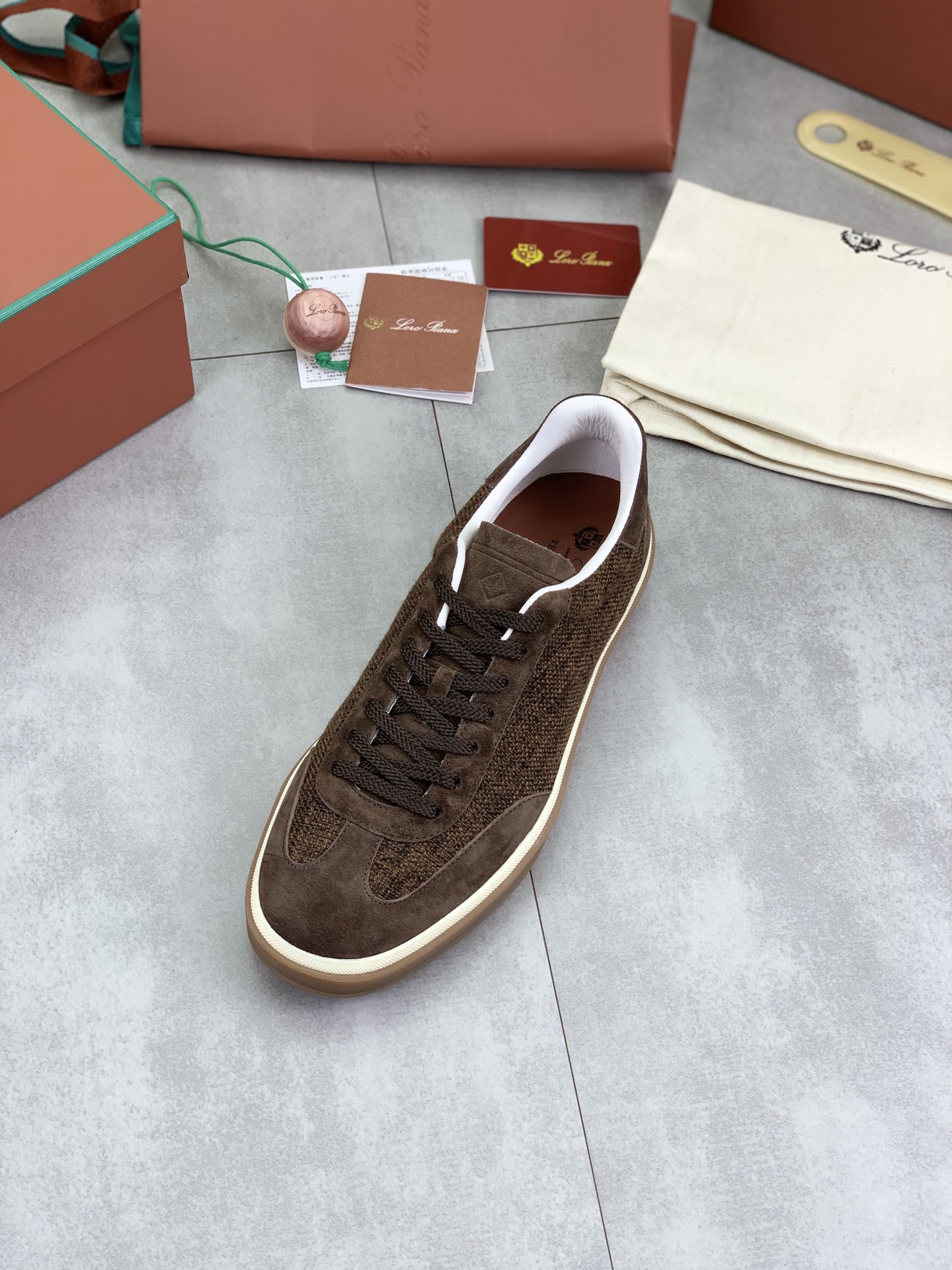 Loro Piana Men's Brown Suede Sneakers Leather Lining Handmade Shoes 5 i1745768942034 3555 0 3