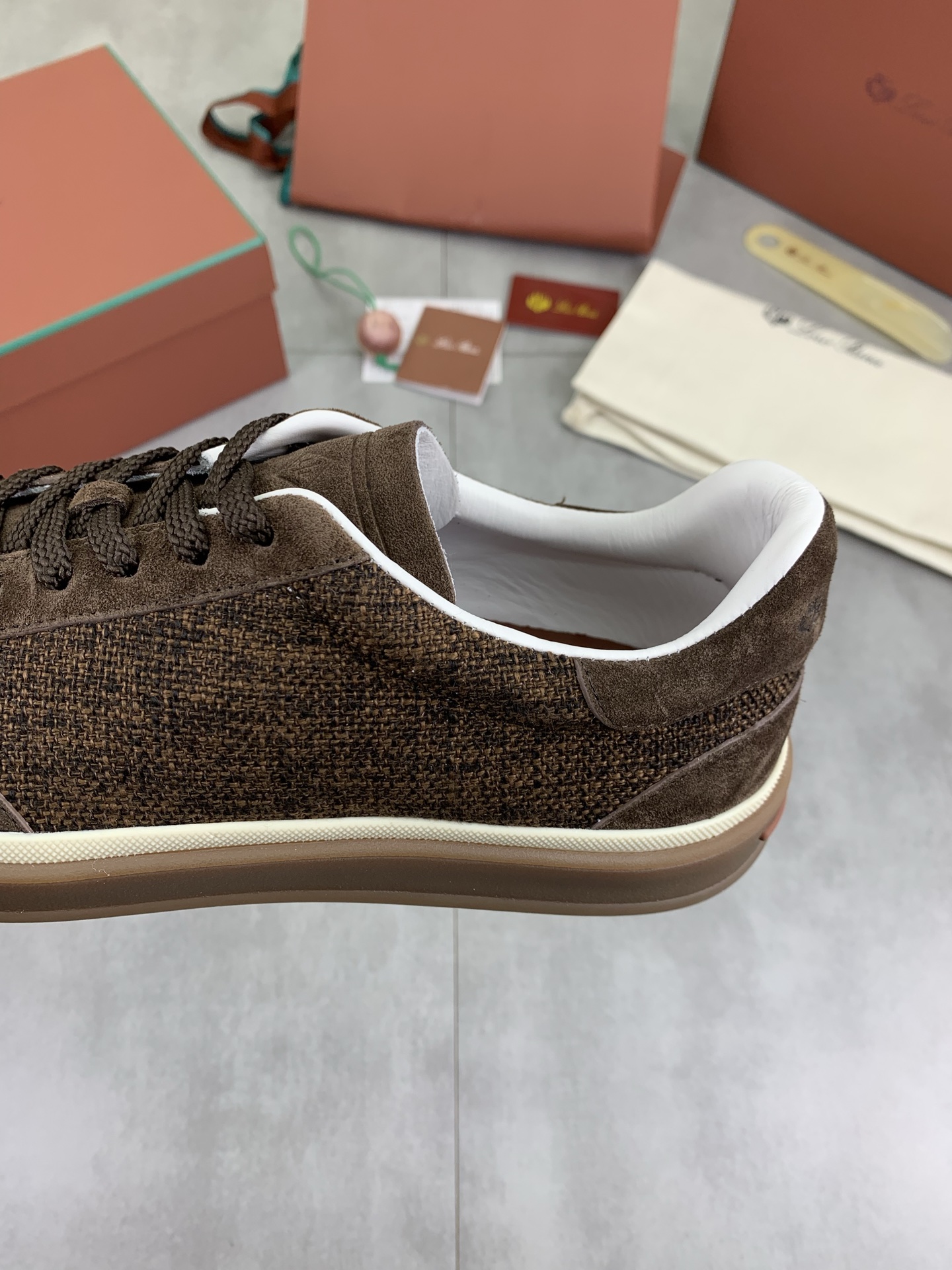 Loro Piana Men's Brown Suede Sneakers Leather Lining Handmade Shoes 8 i1745768944648 545 0 6