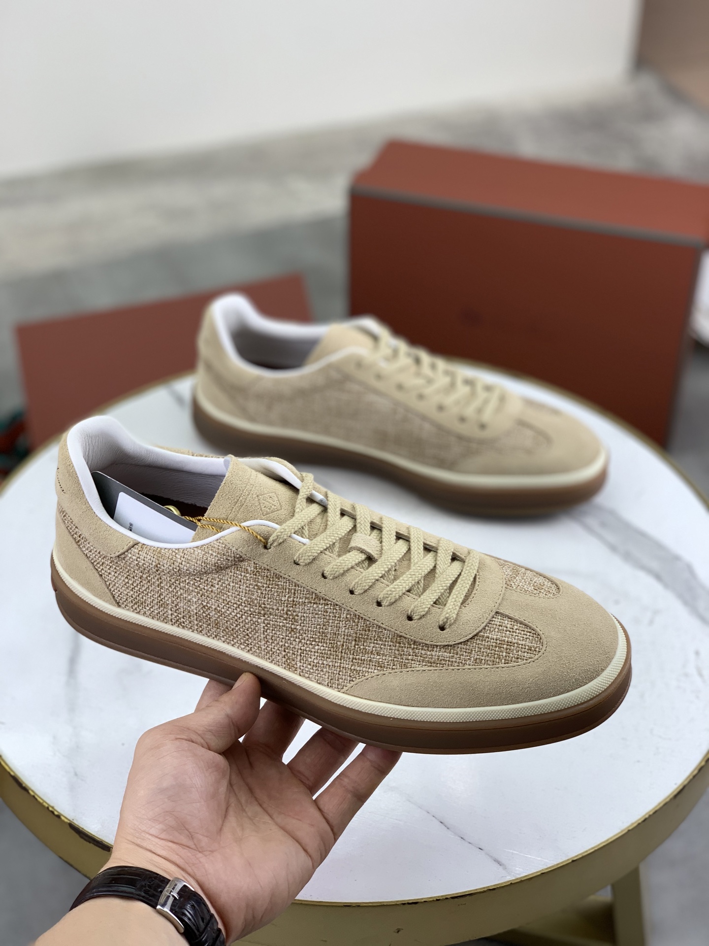 Loro Piana Men's Beige Woven Fabric Sneakers, Italian Craftsmanship 4 i1745768957368 8003 0 2