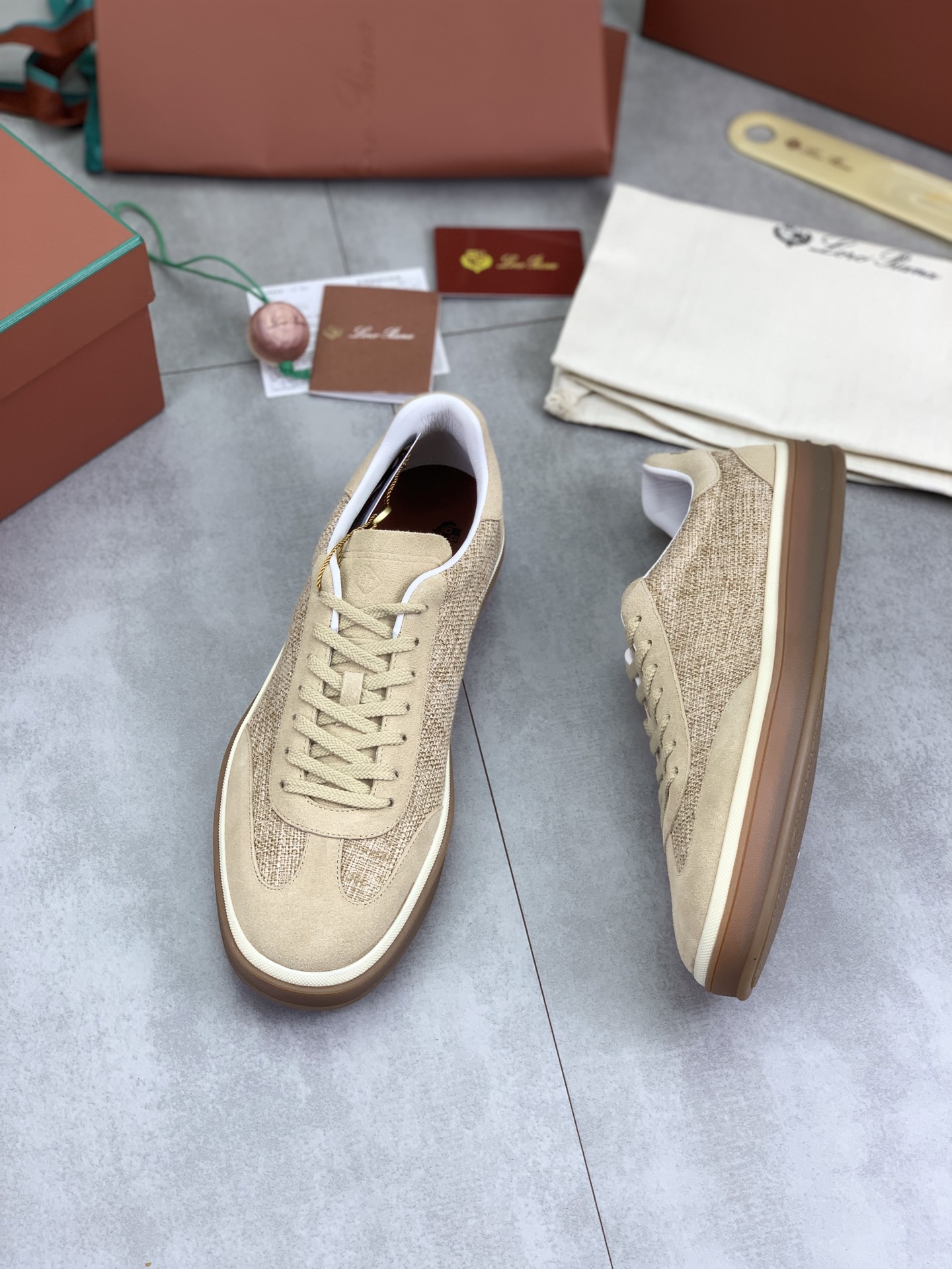 Loro Piana Men's Beige Woven Fabric Sneakers, Italian Craftsmanship 6 i1745768957372 4945 0 4