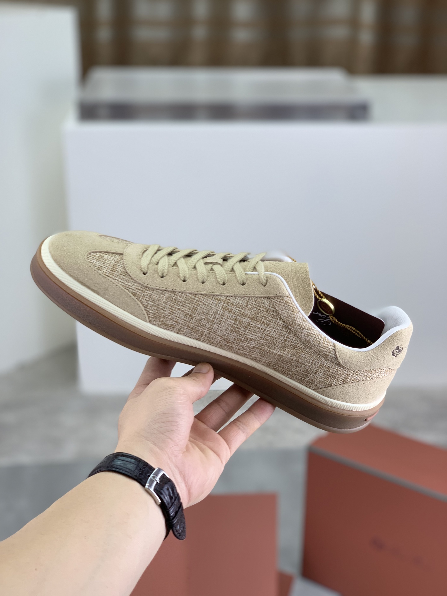 Loro Piana Men's Beige Woven Fabric Sneakers, Italian Craftsmanship 7 i1745768959069 2462 0 5