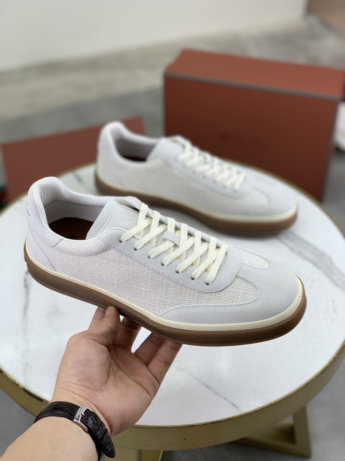 Loro Piana White Fabric & Leather Sole Sneakers - Handcrafted Luxury Shoes 4 i1745768975210 4505 0 2