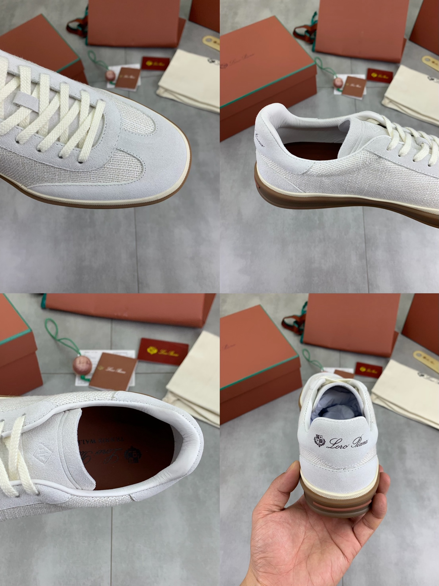 Loro Piana White Fabric & Leather Sole Sneakers - Handcrafted Luxury Shoes 10 i1745768976154 5484 0 8