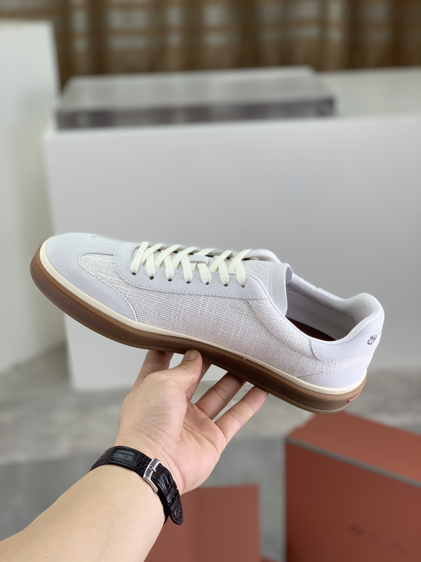 Loro Piana White Fabric & Leather Sole Sneakers - Handcrafted Luxury Shoes 7 i1745768976625 5786 0 5