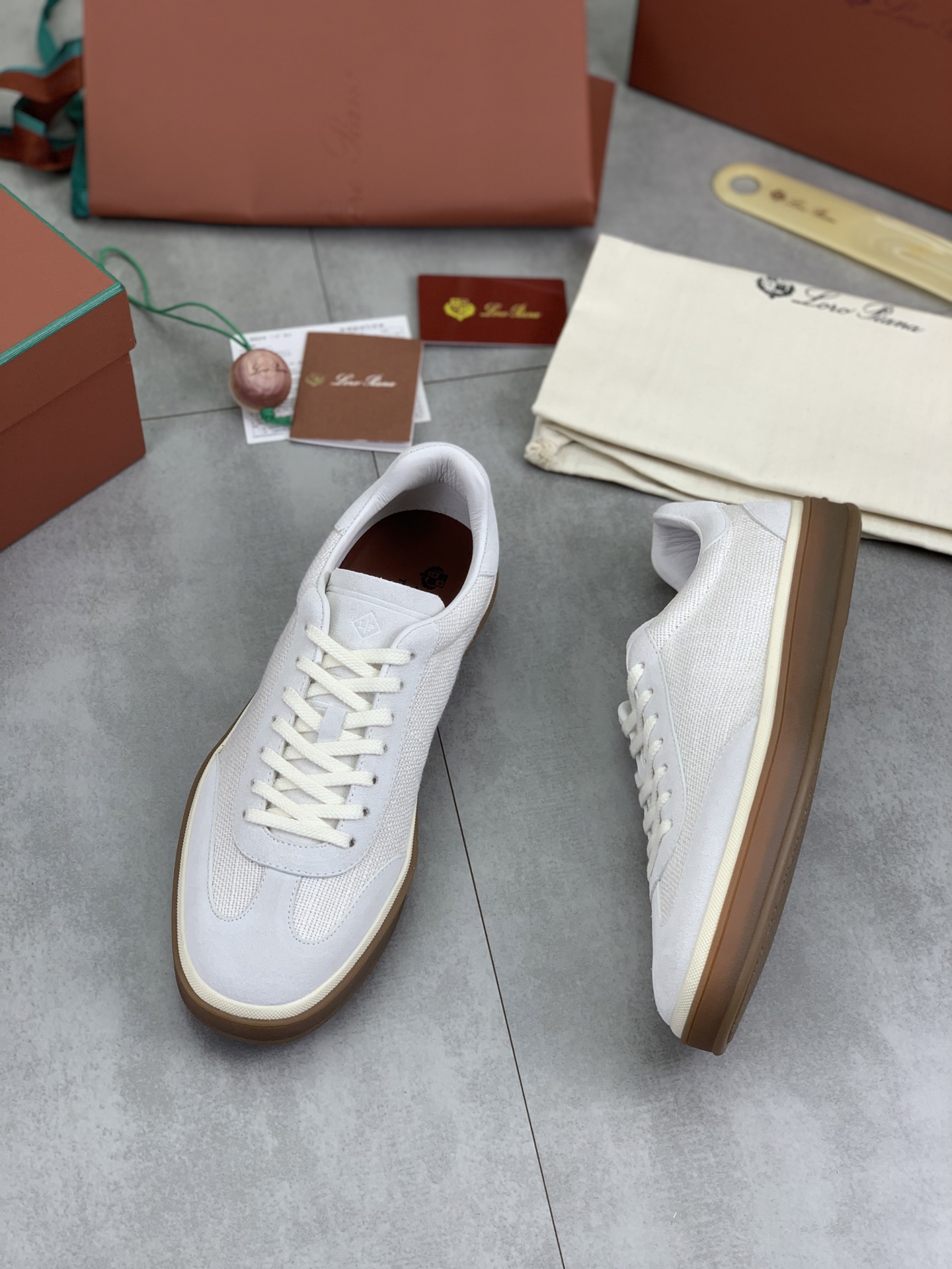 Loro Piana White Fabric & Leather Sole Sneakers - Handcrafted Luxury Shoes 6 i1745768977857 496 0 4