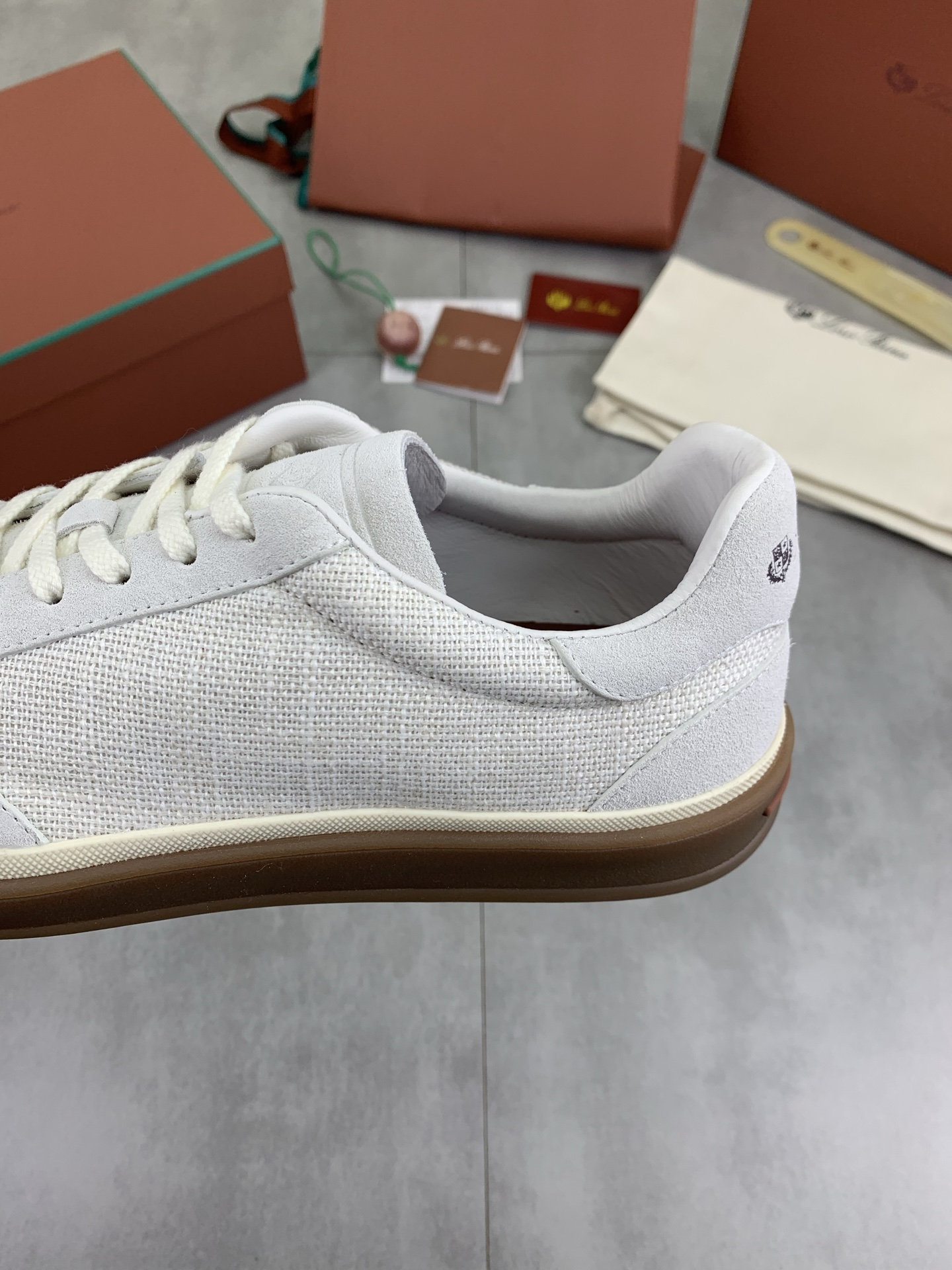 Loro Piana White Fabric & Leather Sole Sneakers - Handcrafted Luxury Shoes 8 i1745768977887 3174 0 6