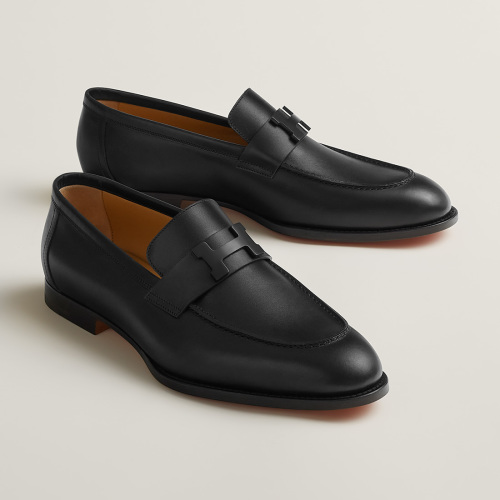 Hermes Men's Black Leather Loafers - Classic Style, Comfortable Fit 1 Hermes Men's Black Leather Loafers - Classic Style, Comfortable Fit